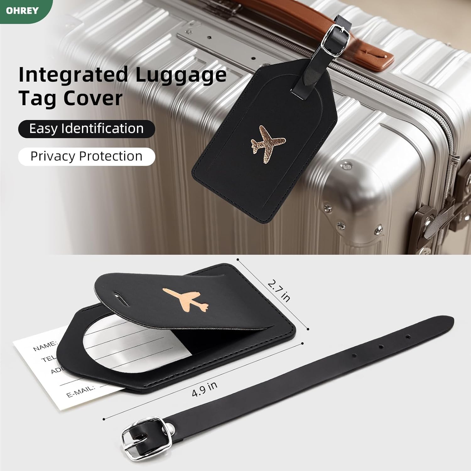 Passport Holder for Travel Family with Slot for Tracker Device & Luggage Tag Cover, – RFID Blocking
