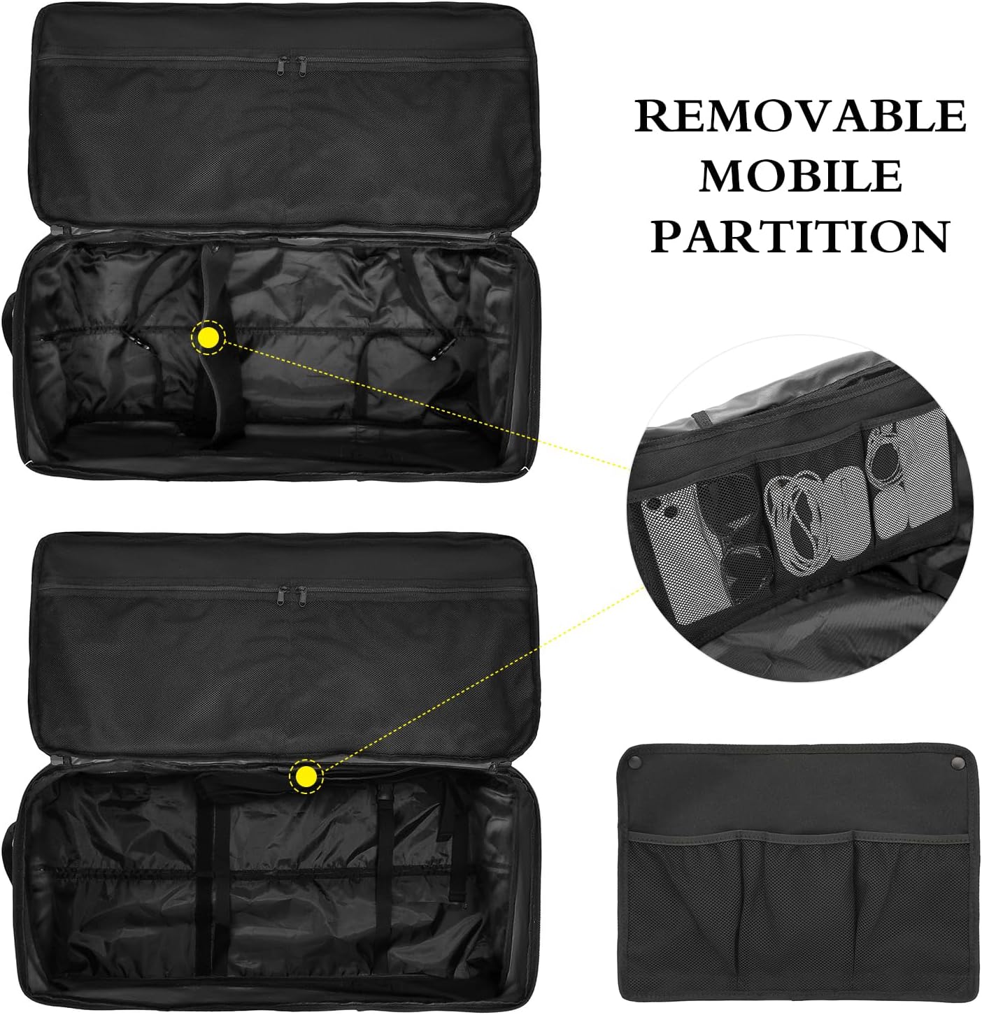 Extra Large Rolling Travel Duffle Bag with Wheels Shoes Compartment Wet Pocket 85-100L Big Expandable Duffel Bag for Men Women Heavy Duty Foldable Collapsible Luggage Camping, Black