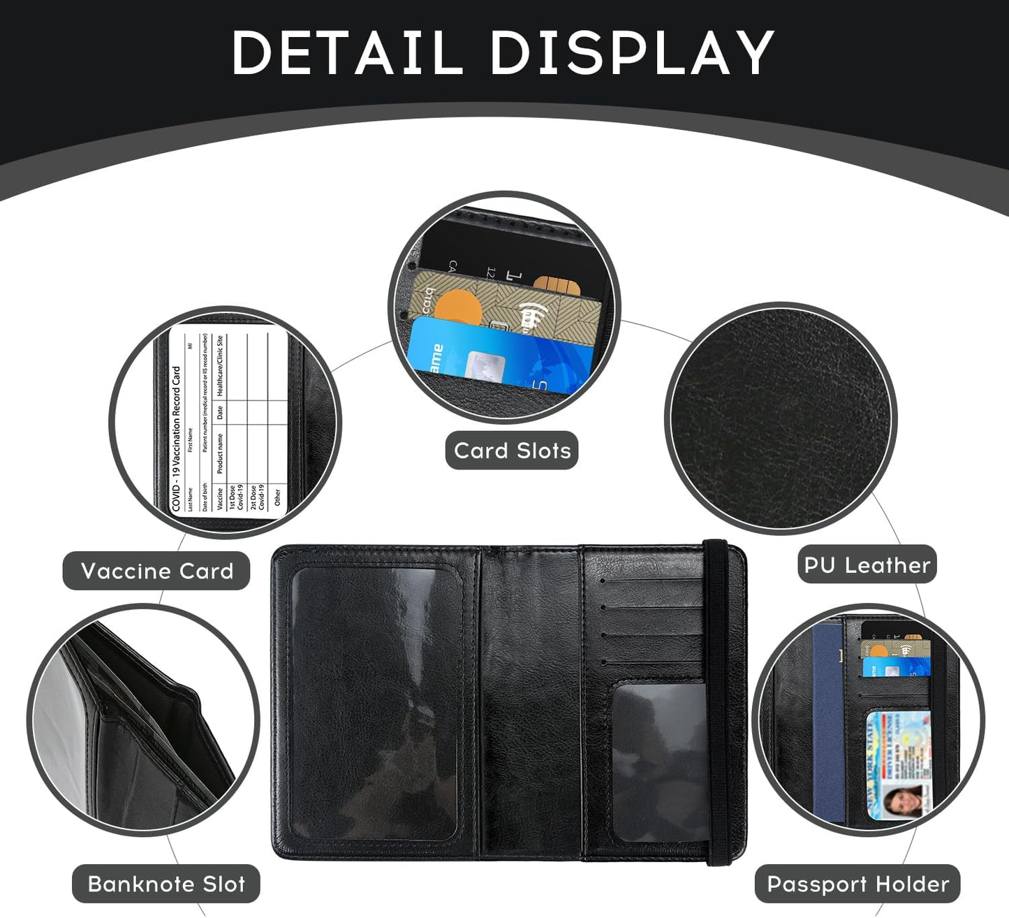 ILIYAH-Passport Cover-Passport Holder for Travel Women/Men Passport Wallet Case Travel Accessories Card Holder Wallet Unisex Travel Gifts(Black US)