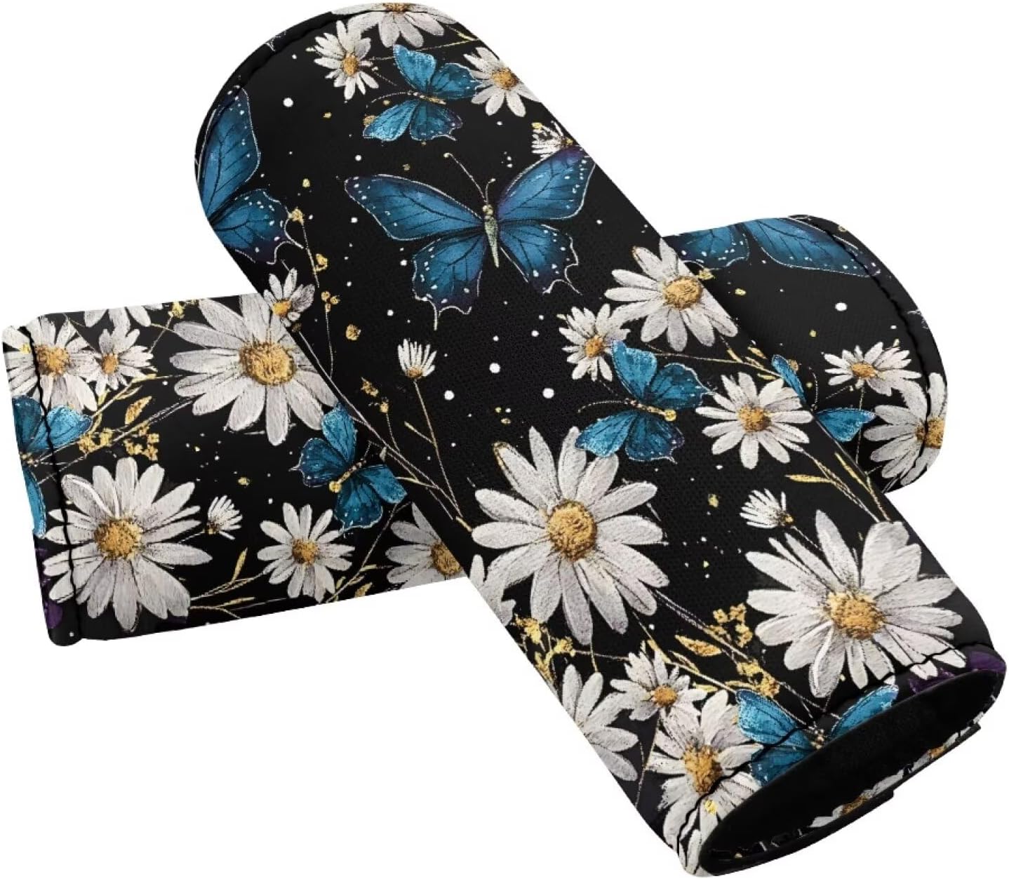 Butterfly Daisy Luggage Identifiers Marker Grips Protector Soft and Portable Luggage Handle Protection Sleeve Cover Set of 2 for Car Home