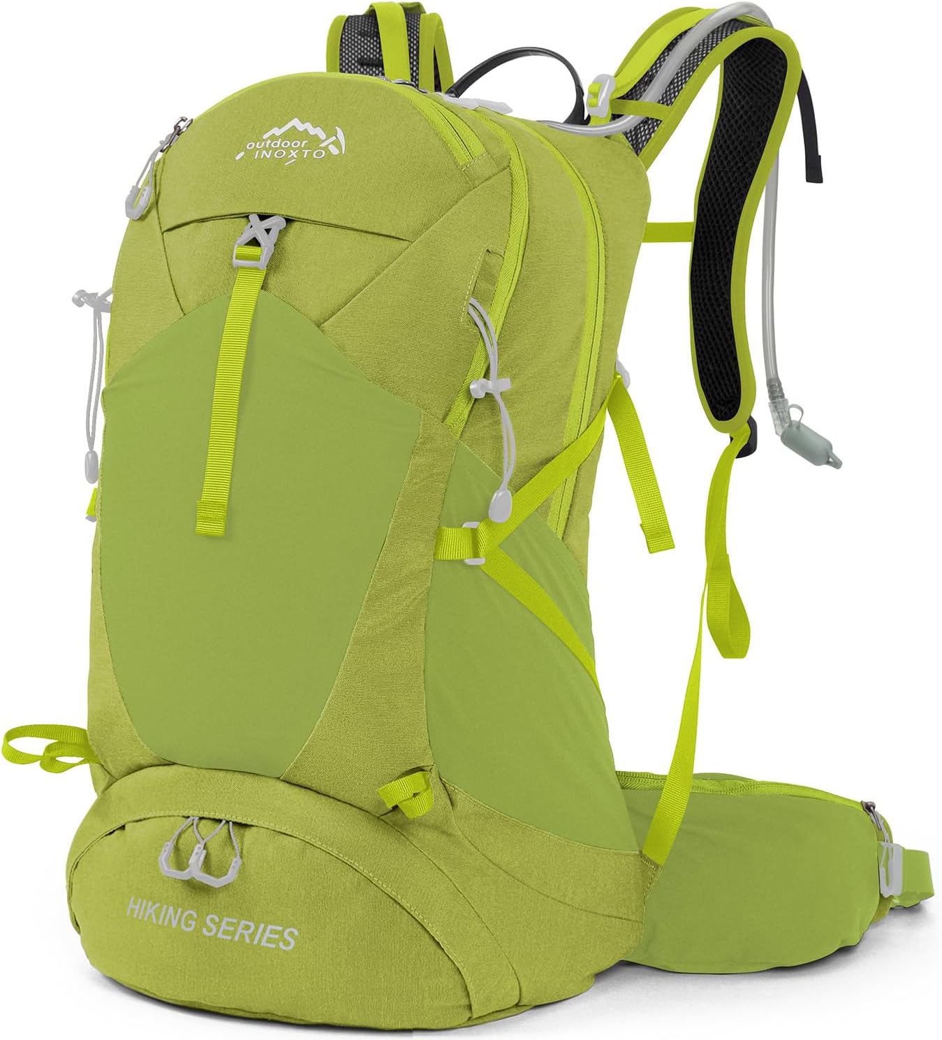 Hiking Backpack, Waterproof Hiking Daypack with 3L Water Bladder and Rain Cover, Lightweight Travel Camping Backpack for Men Women (Fruit green)