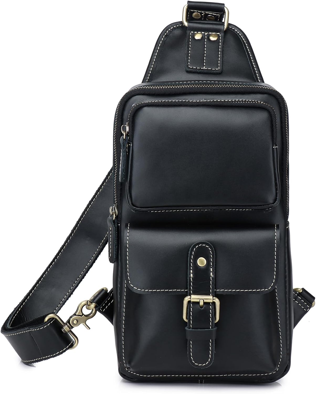 Genuine Leather Sling Bag for Men Women Backpack Chest Shoulder Satchel Crossbody Bags Casual Outdoor Daypack