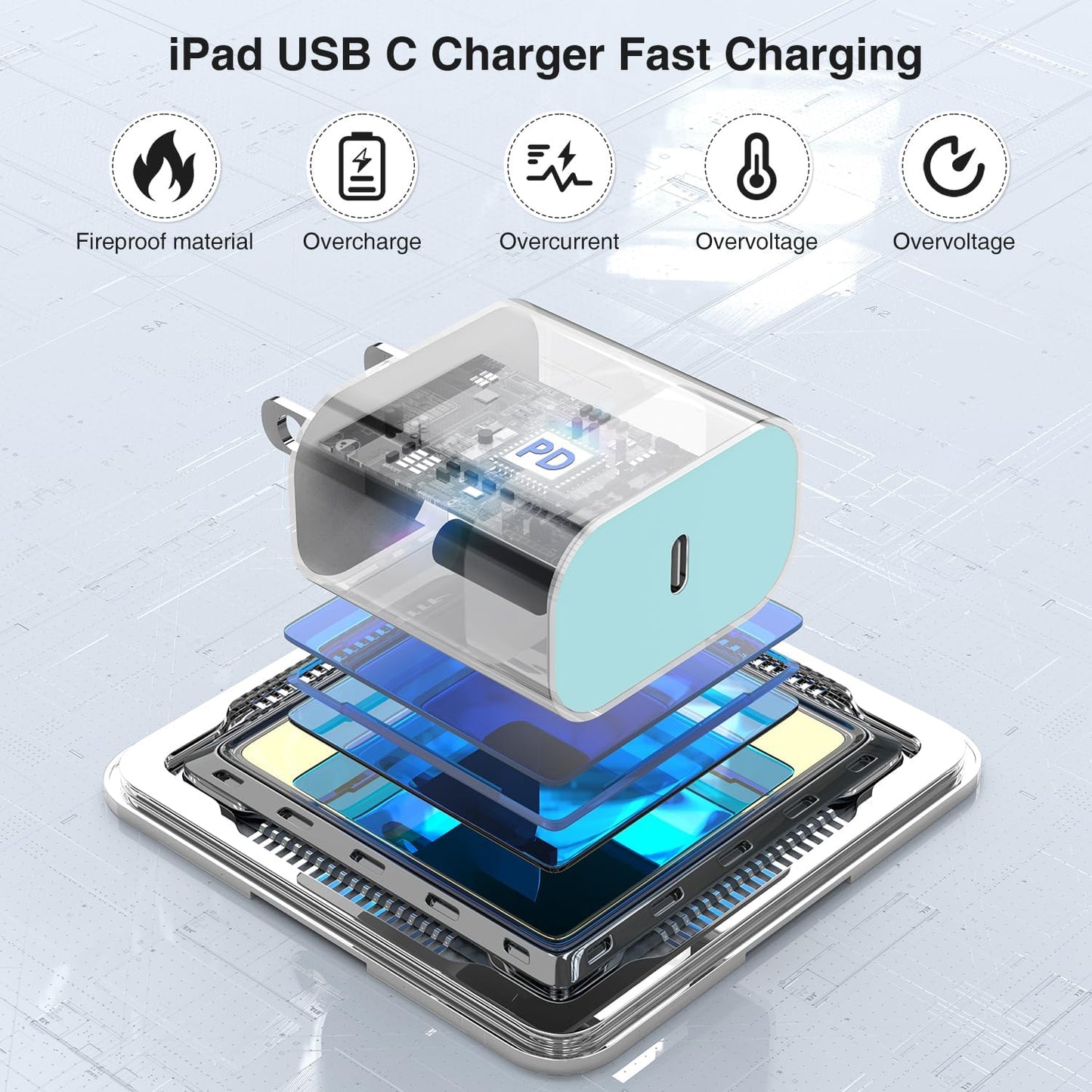 iPhone 16 15 Fast Charger 10ft, USB C Charging Block and Long Type C to C Cable Cord, Wall Plug Power Adapter Cube Brick for Apple 16 Pro Max/16 Pro/15 Plus/15 Pro Max/iPad 12.9/11 inch/Air/Mini-Green