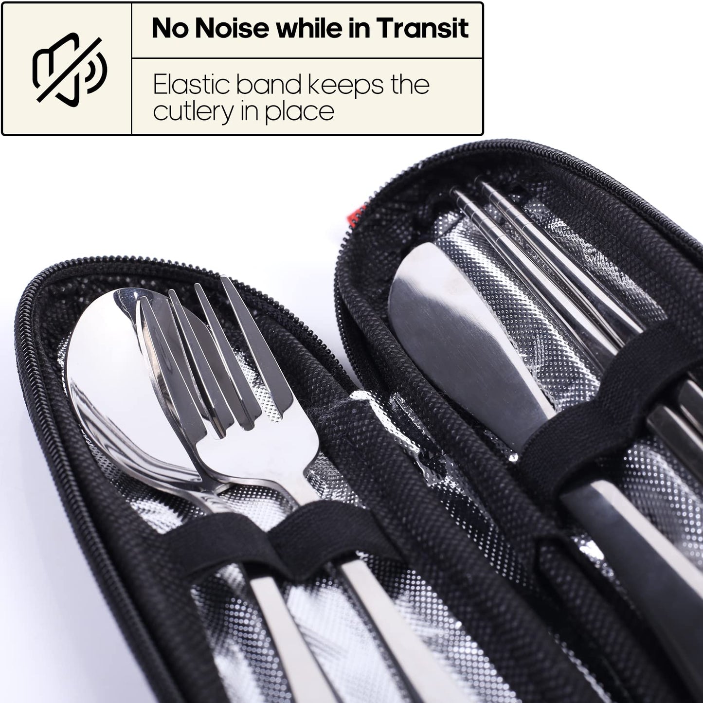 Travel Utensils with Case, Quatish Portable Silverware Set for Work, Stainless Steel Reusable