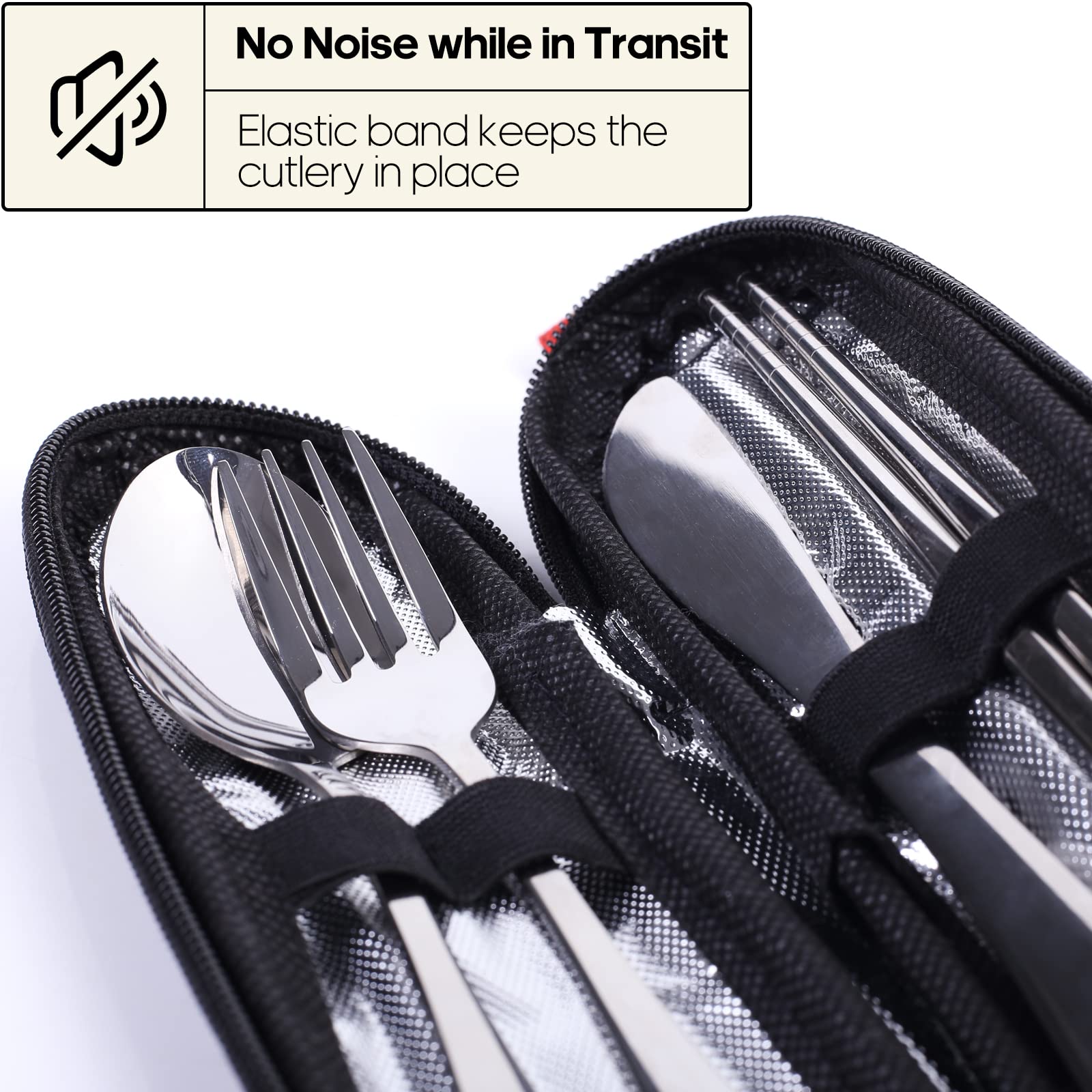 Travel Utensils with Case, Quatish Portable Silverware Set for Work, Stainless Steel Reusable