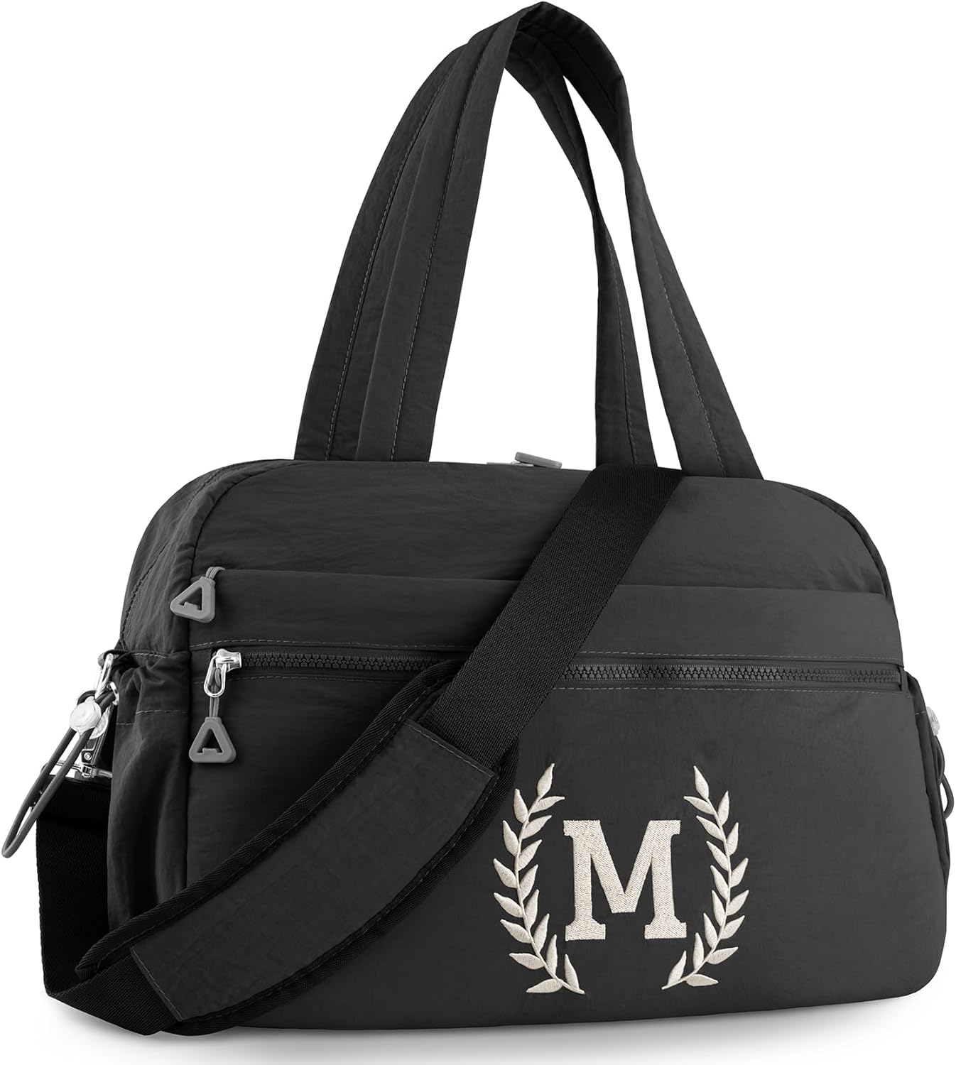 Gym Duffle Bag for Women – Embroidered Custom Initial Sports Bag for Men – Personalized Travel & Workout Duffel with Luggage Sleeve – Thoughtful Gift for Mom, Girl, Daughter, Mother (Black, M)