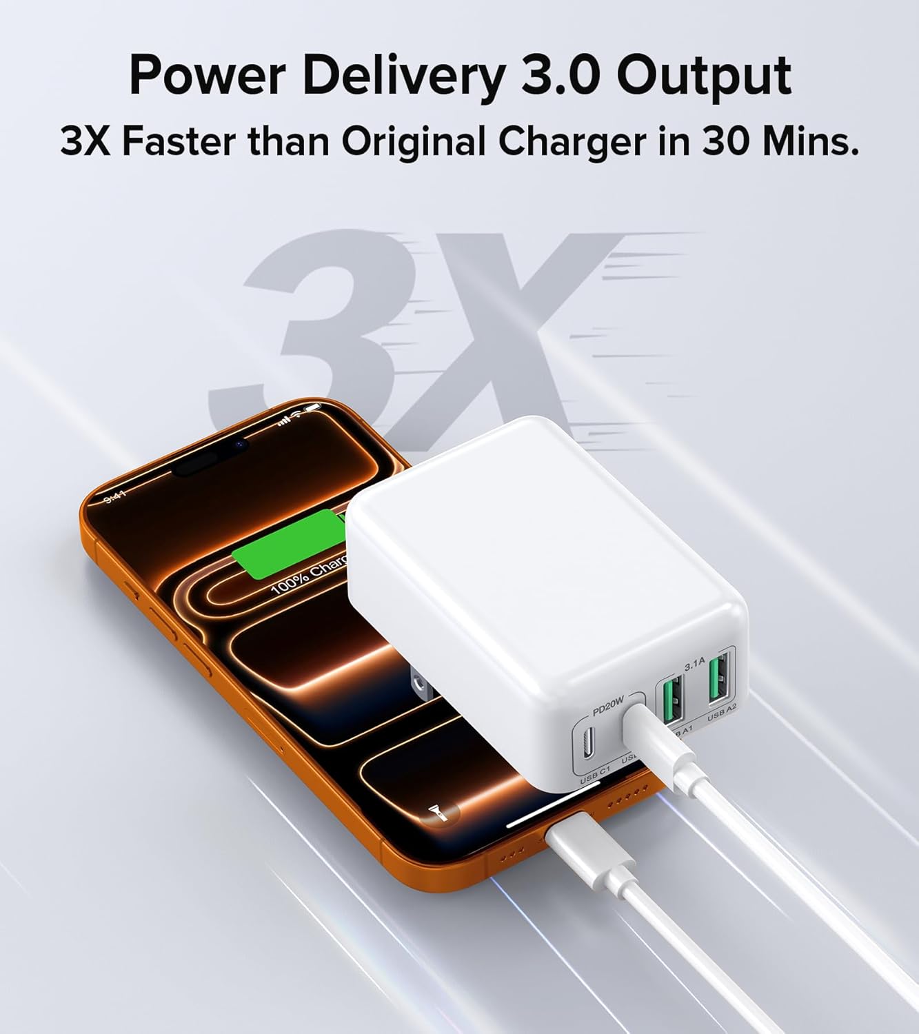 40W USB C Flat Charger Block, 2-Pack Fast Charge Cube Powered Multi-Port Wall Plug Power Adapter Type C Brick for iPhone 17/16/16 Pro 15/15 Pro Max/14/14 Pro Max/13/13 Pro Max, Motorola, Huawei