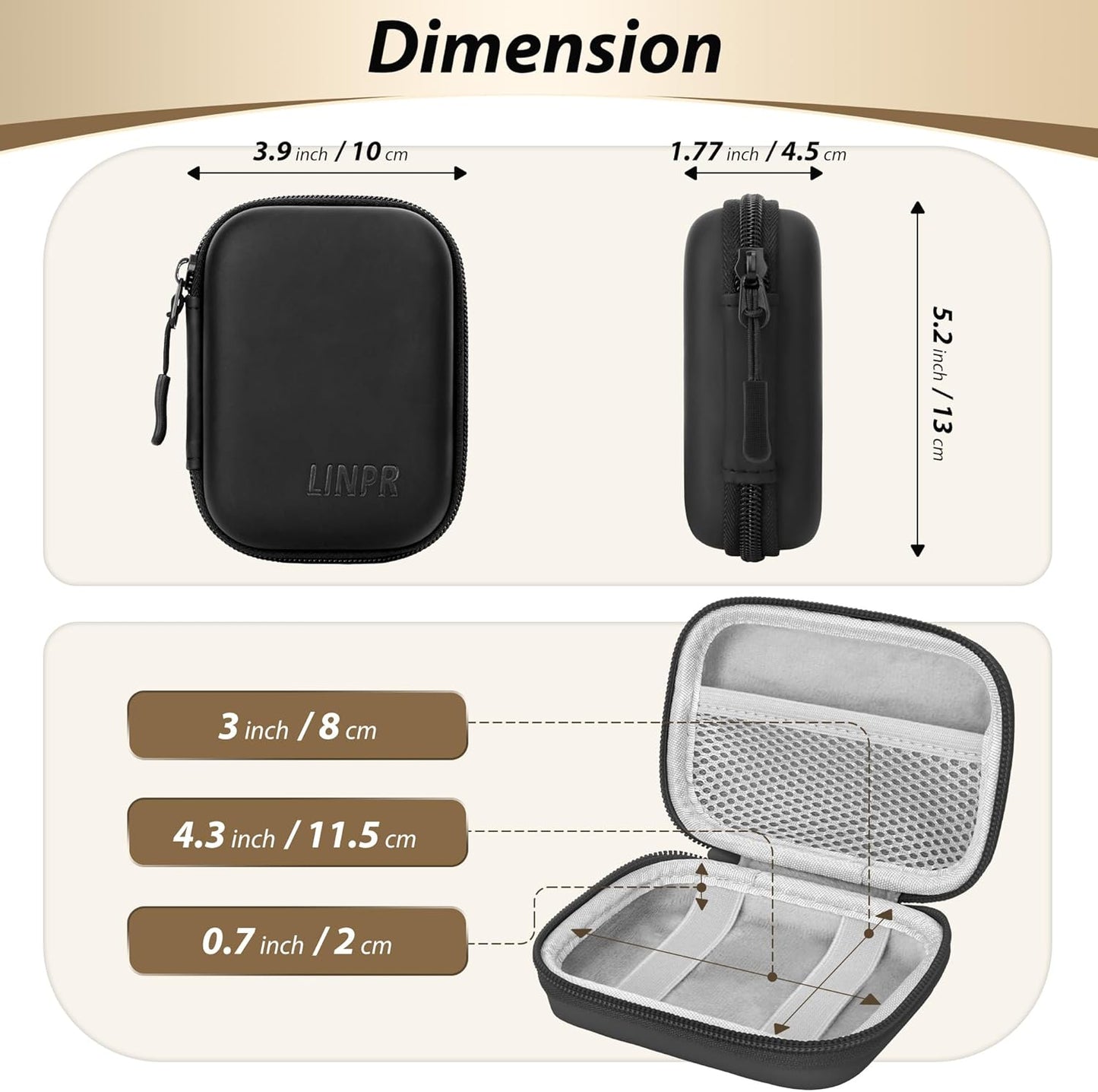 Digital Camera Case for CAMKORY, KODAK PIXPRO FZ45/FZ55, Canon IXUS 285 HS, Lecran, Small Travel Compact Camera Holder with Mesh Pocket for Accessories SD Card (Black-PU)