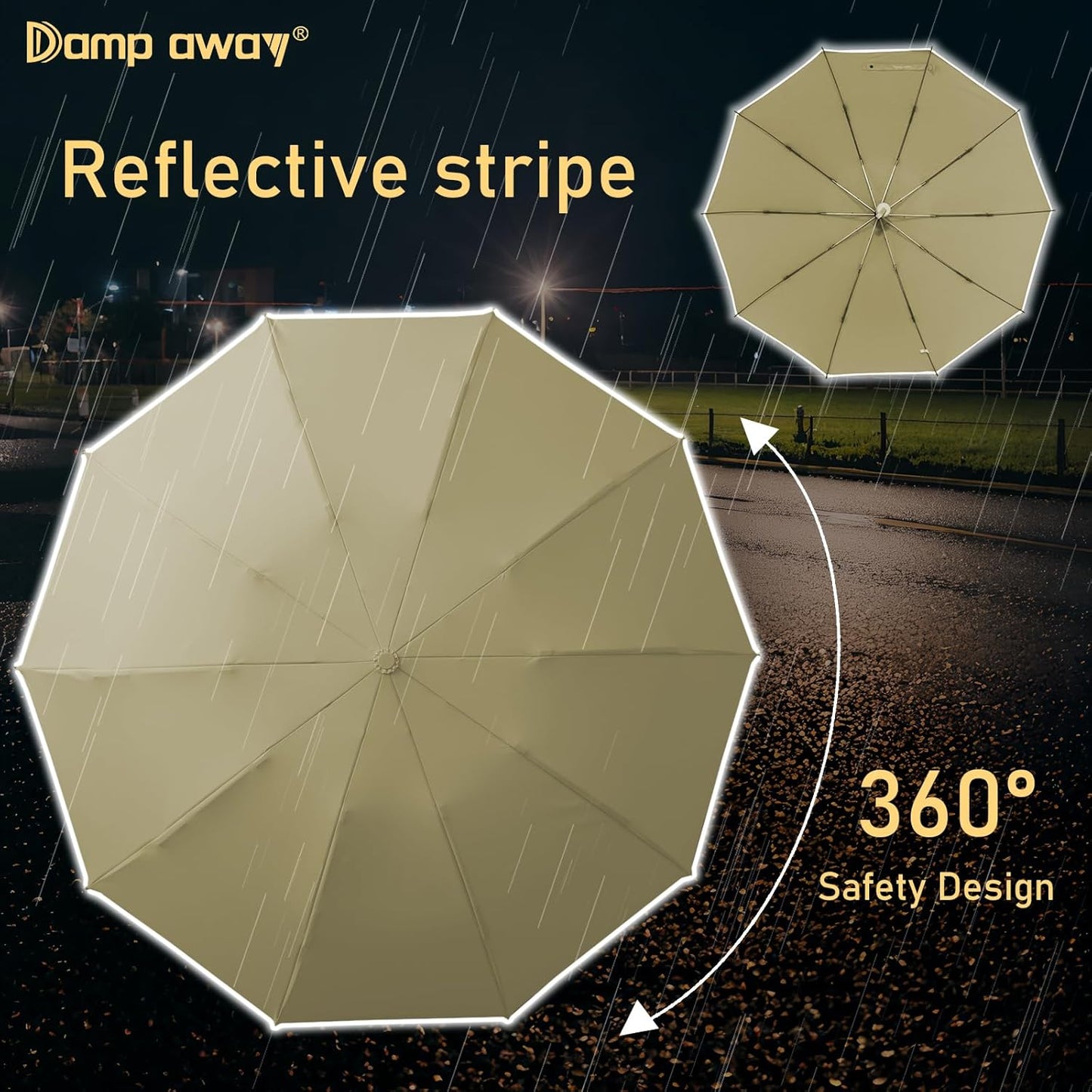 Windproof Travel Umbrella for Rain, Large Portable Reverse Folding Car Umbrella, Inverted Design, Compact Auto Open Close with Durable Waterproof Canopy, Fits Backpack/Women Men, 45.6 Inch
