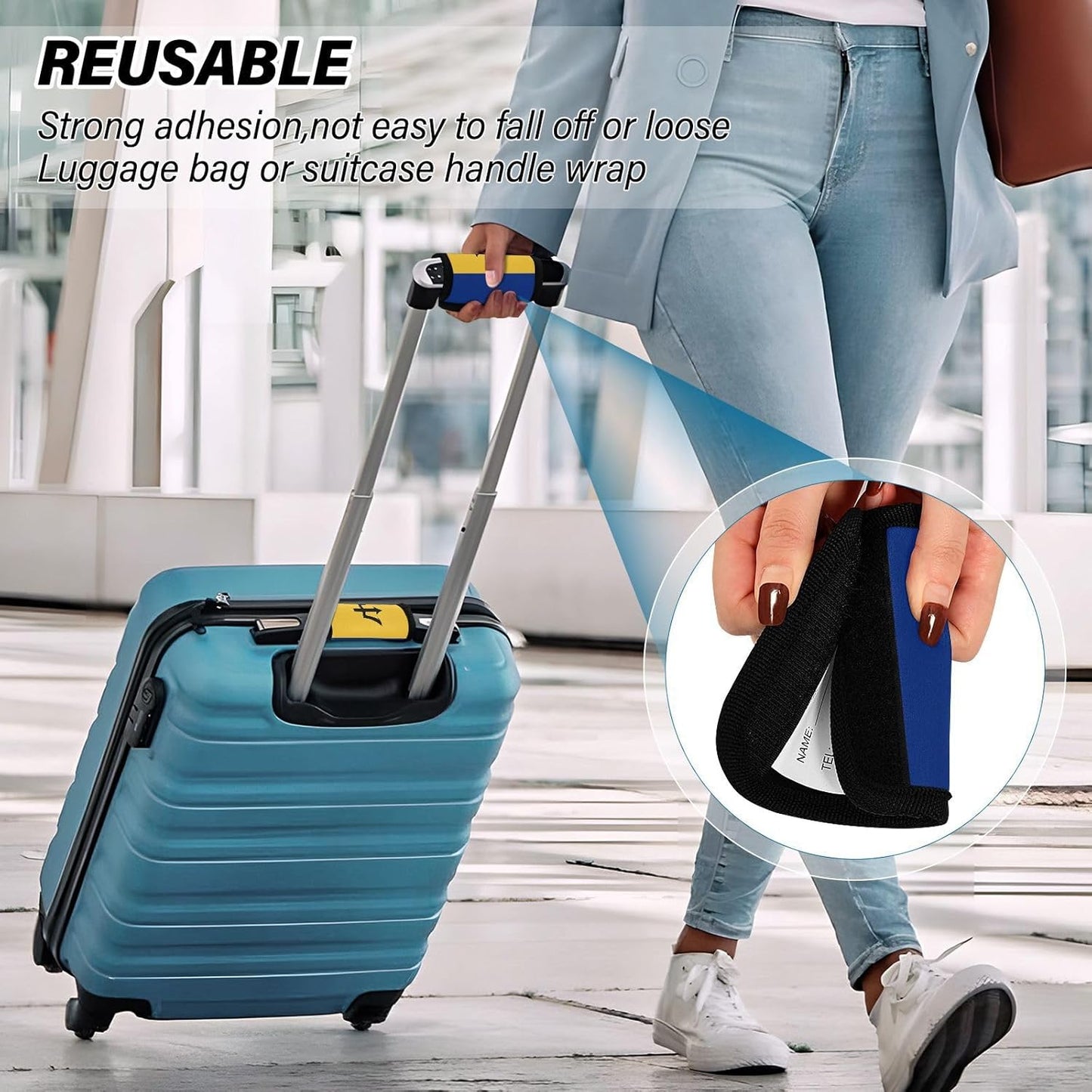 Barbados Flag 2 Pack Luggage Handle Wrap for Suitcase Luggage Identifier Travel Tags Handle Protection Sleeve Cover