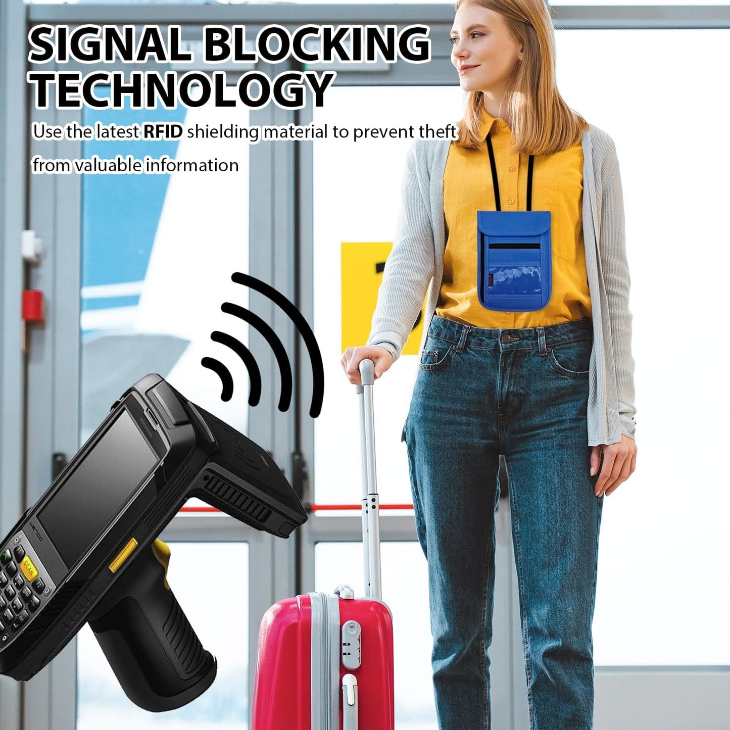 RFID Blocking Travel Neck Wallet Pouch and Passport Holder, Travel Neck Pouch Passport Holder for
