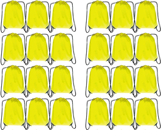 Drawstring Backpack Bulk 24Pcs Draw String Backpack Bags DIY Gym Sports Traveling Yoga Cinch Bag Sackpack Drawstring(yellow)