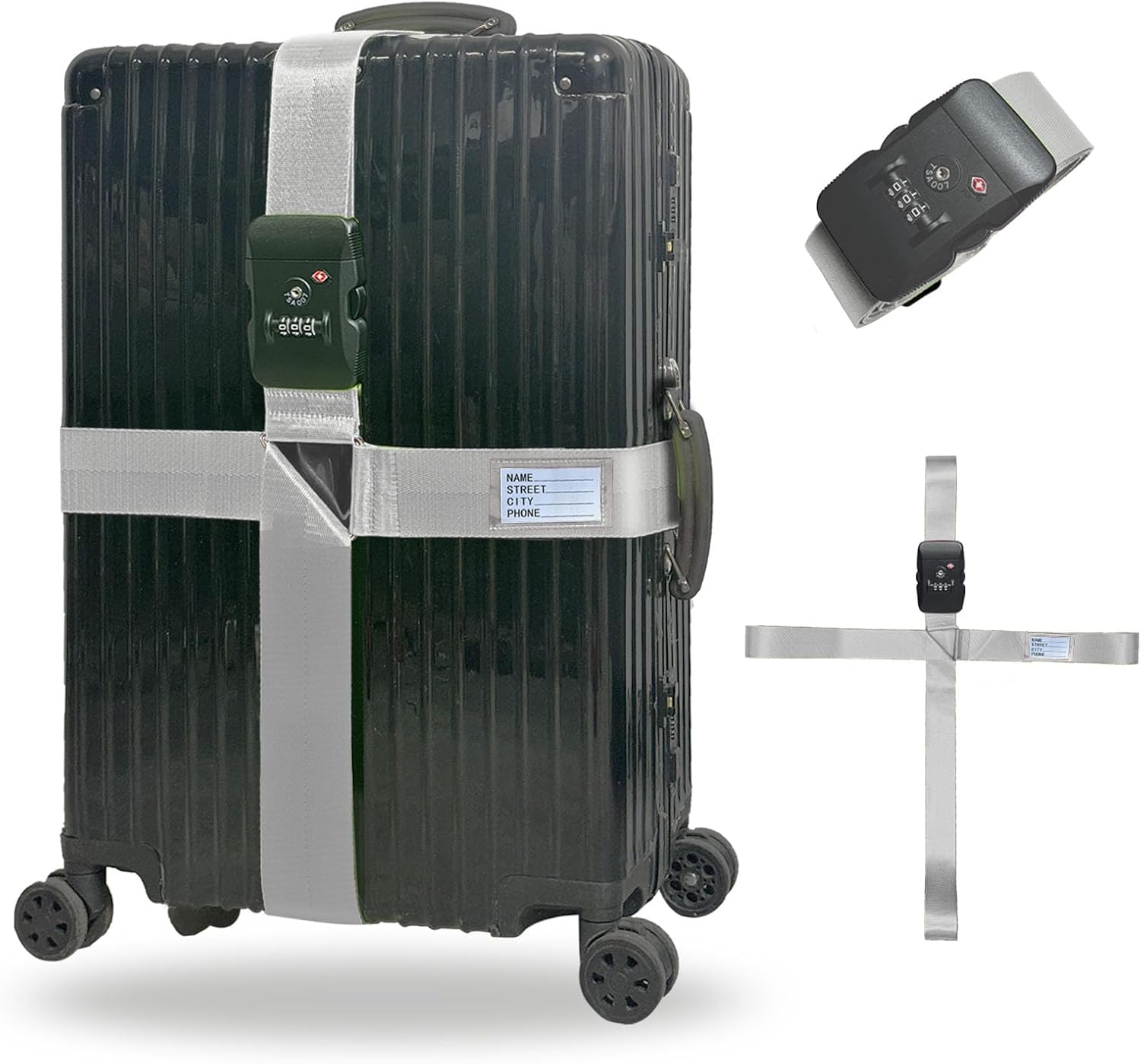 Luggage Straps TAS,Travel Strap with Name tag,Easy to Identify,Luggage Straps TSA Approved with