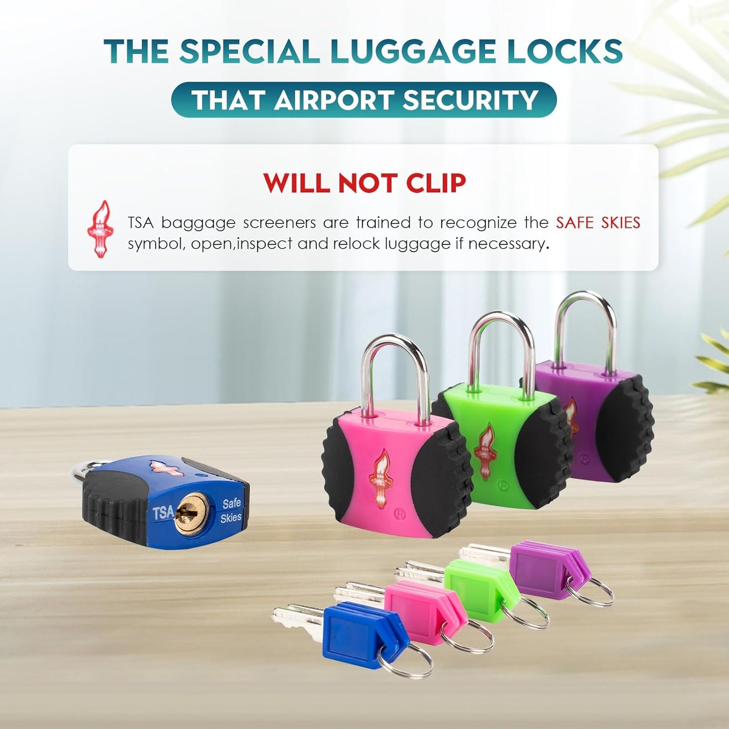 4 Pack Keyed Alike TSA Luggage Locks with PPR/ABS Body for Suitcase Backpack Carry-On Travel Accessories