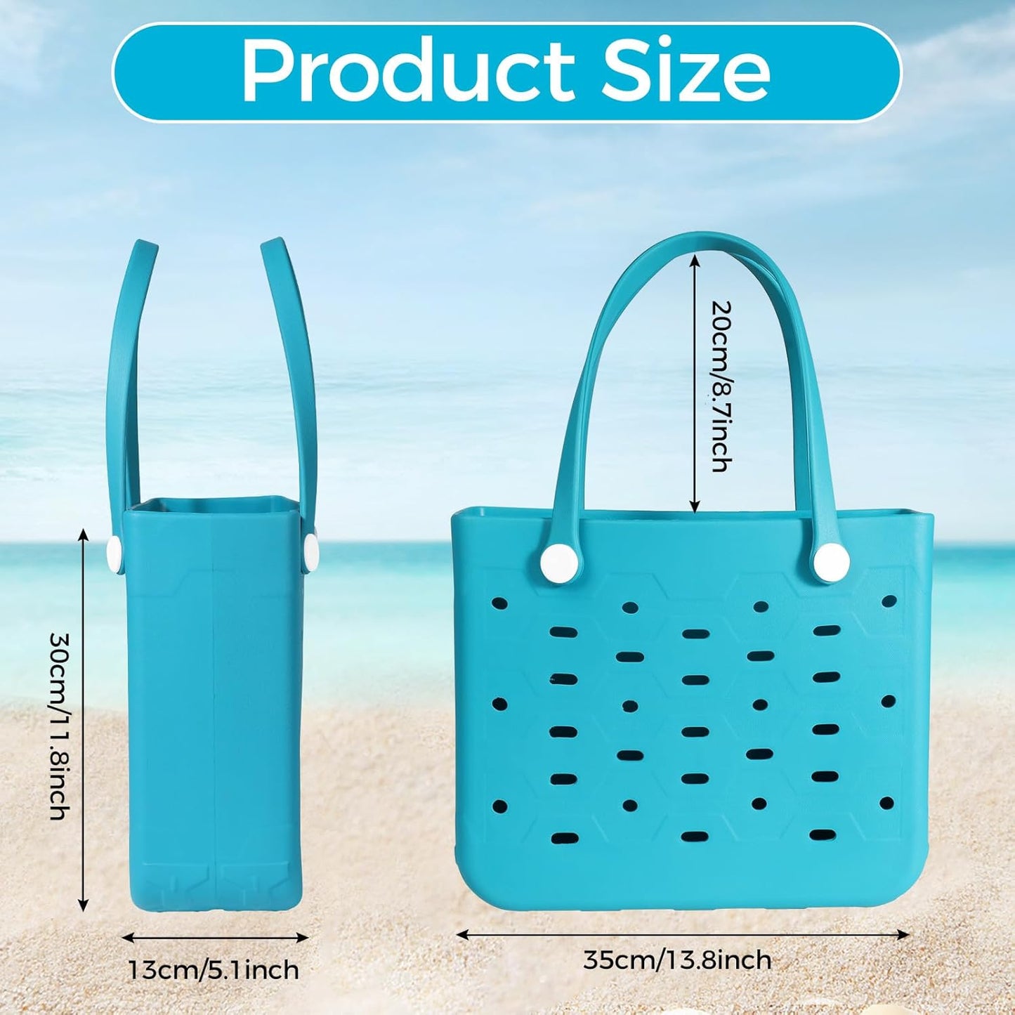 Medium Rubber Beach Bag for Men & Women, Large Capacity Rubber Travel Tote Bag for the Beach Boat