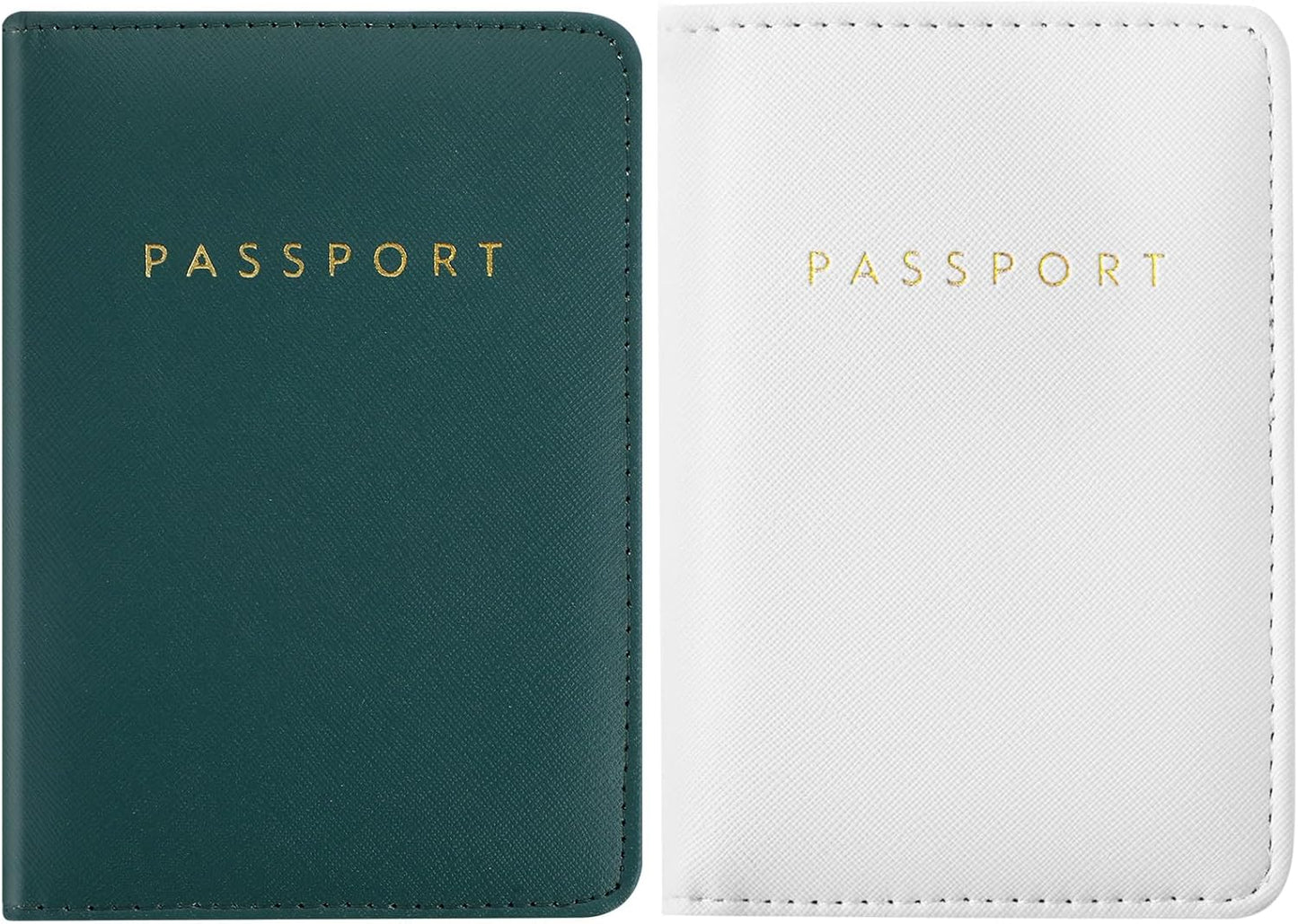 Frienda 2 Pieces Bridal Passport Covers Holder Waterproof Leather Holder Covers Travel Wallet Passport Case for Women and Men