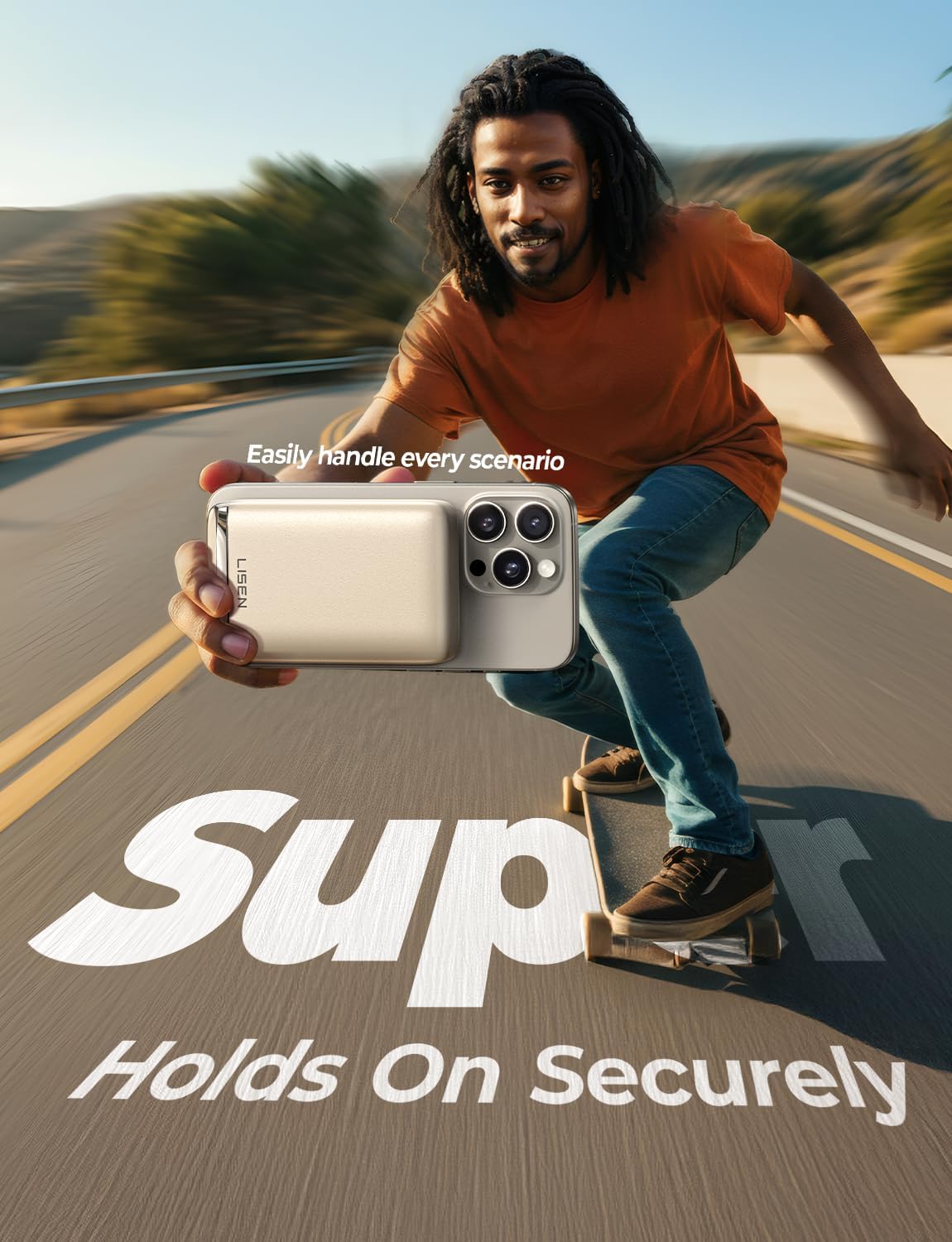 LISEN Qi2 Certified 15W MagSafe Portable Charger Power Bank, 10,000mAh Battery Pack with Metal Foldable Stand, Wireless Phone Charger for iPhone 16/15/14/13, 30W Fast Charging with USB-C Cable White