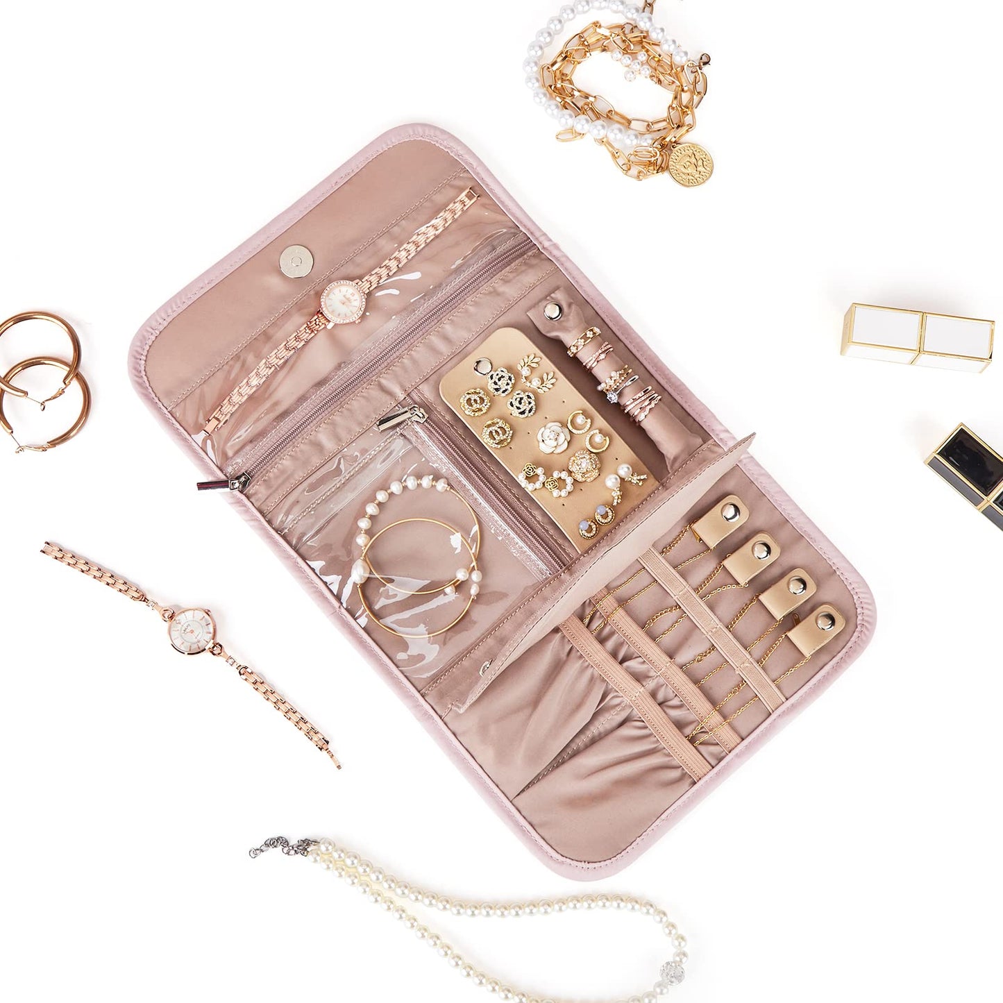 BELALIFE Travel Jewelry Case, Jewelry Organizer Roll for Accessories