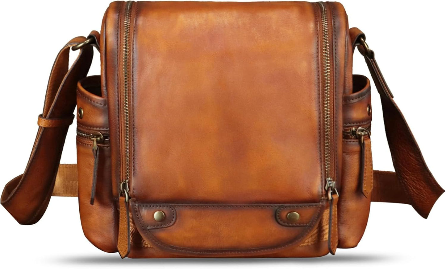 IVTG Genuine Leather Purse and Messenger Bag for Men Leather Shoulder Bag Crossbody Bag Satchel Purse Briefcase with Strap
