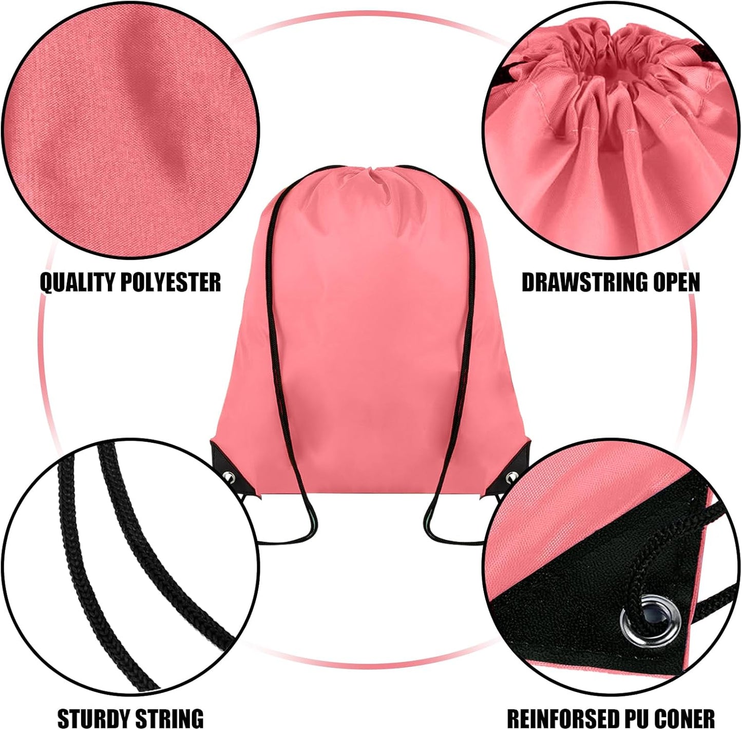 40 Pieces Drawstring Backpack Bulk Cinch Sackpack Ployster Drawstring Bags for Gym Party Trip(Peachy)