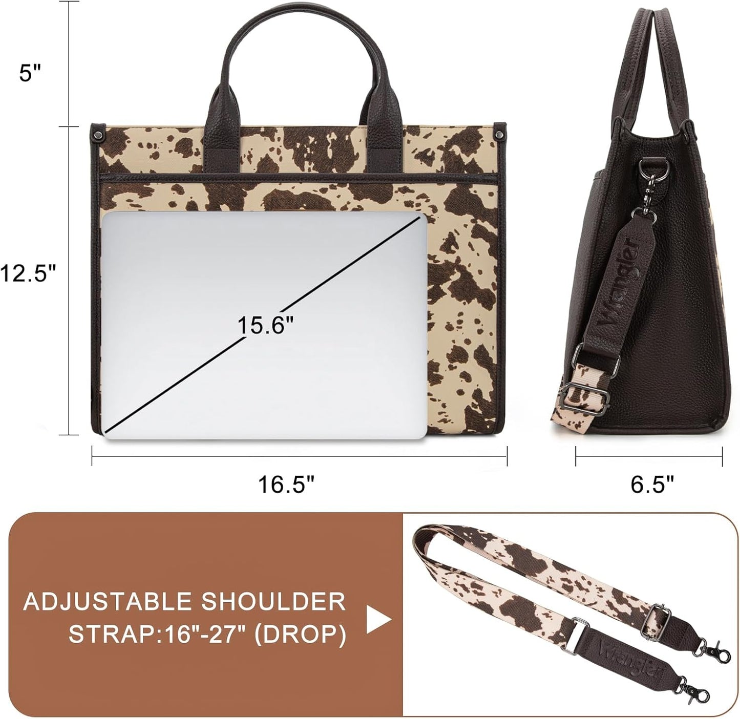 Wrangler Laptop Bag for Women 15.6 Inch Vintage Work Tote Bag for Business Briefcase Handbag with