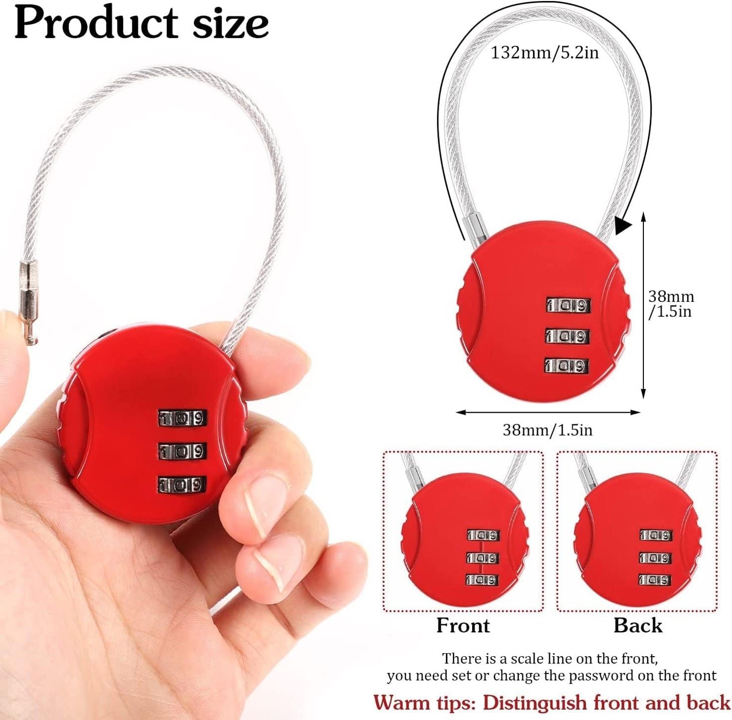 Combination Lock, 4 Pack Color Padlock, 3 Digit Mini Code Lock, Luggage Lock Bag Locks Gym Locks with Combination Code for Travel, Backpacks, Holiday Suitcase