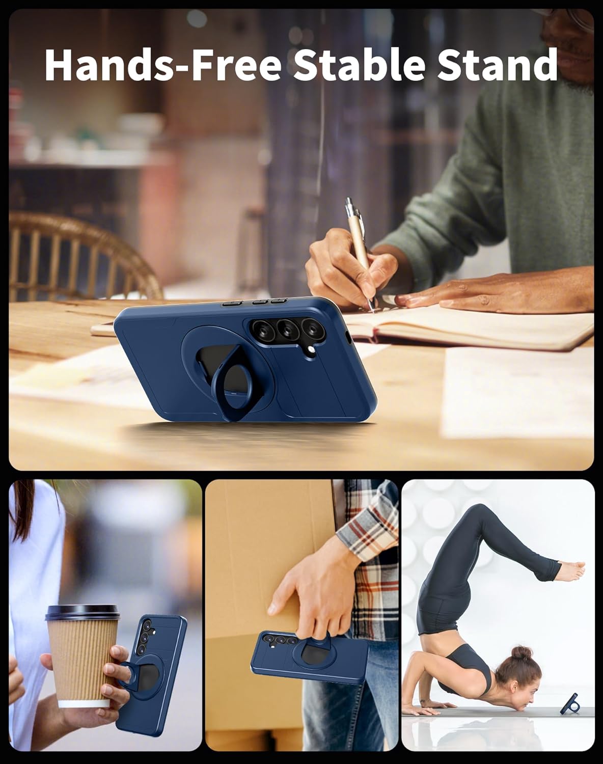 for Samsung Galaxy S24 Plus Case Magnetic Compatible with MagSafe Wireless Charging,with Screen Protector,for S24+Plus Case with Stand Ring,Anti-Scratch Shockproof Heavy Duty Protection Blue