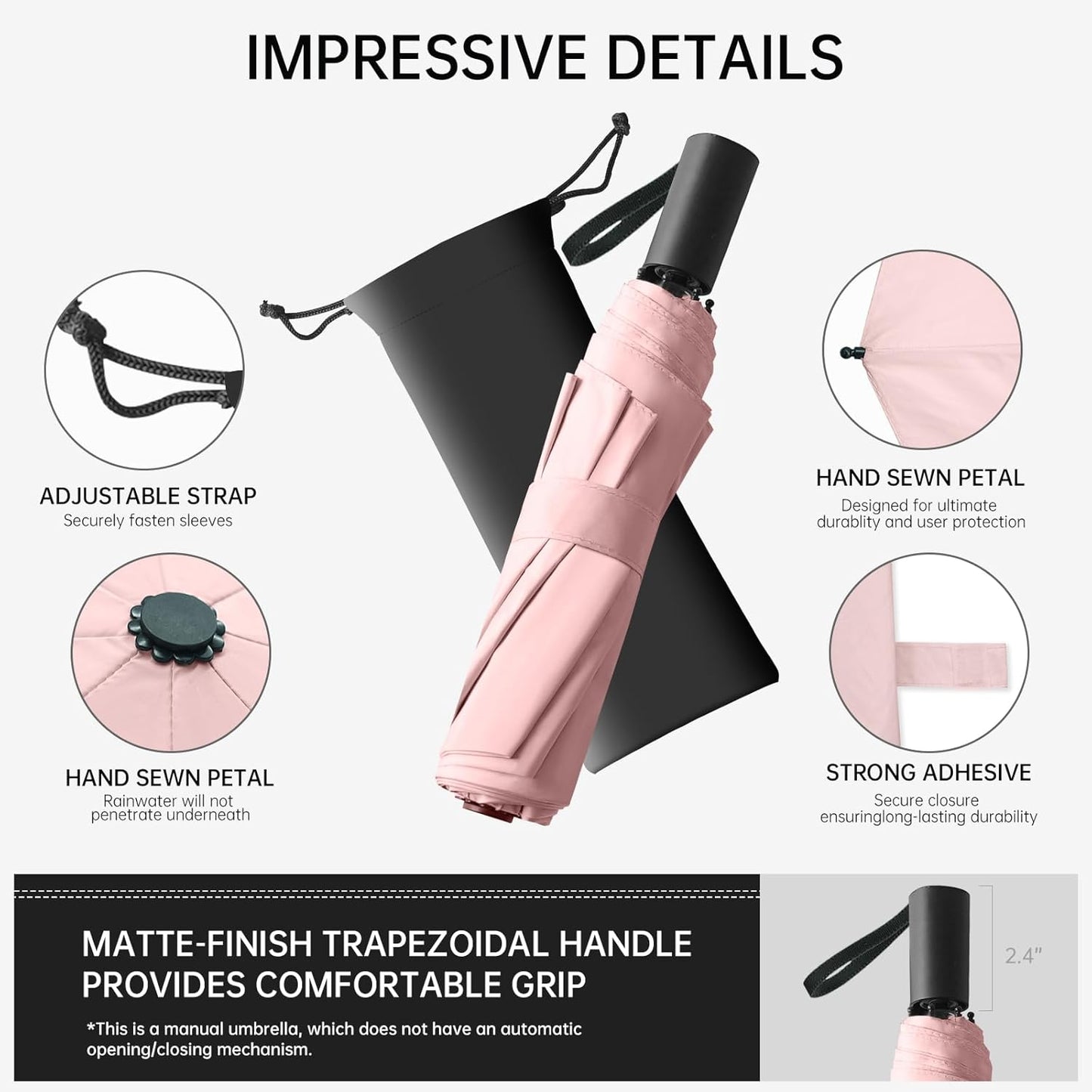 Compact Travel Umbrella, Small Pocket Mini Umbrella for Purse Wallet, UV Sun Rain Umbrellas for Backpack, Portable Folding Umbrellas for Women Kids