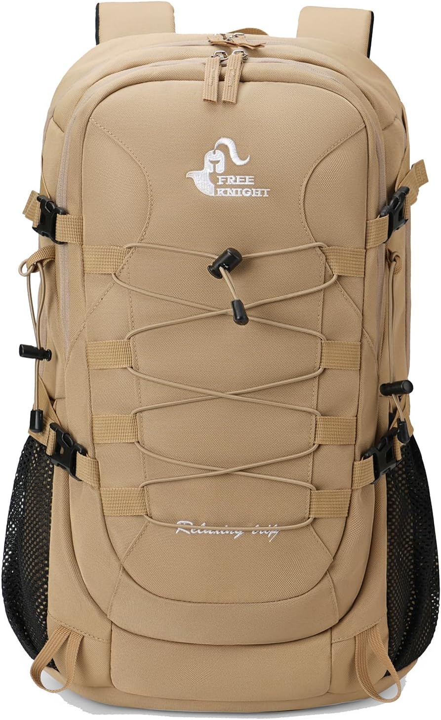 Bseash 40L Waterproof Hiking Camping Backpack with Rain Cover, Outdoor Sport Travel Bag Daypack for Climbing Skiing Cycling (Khaki)