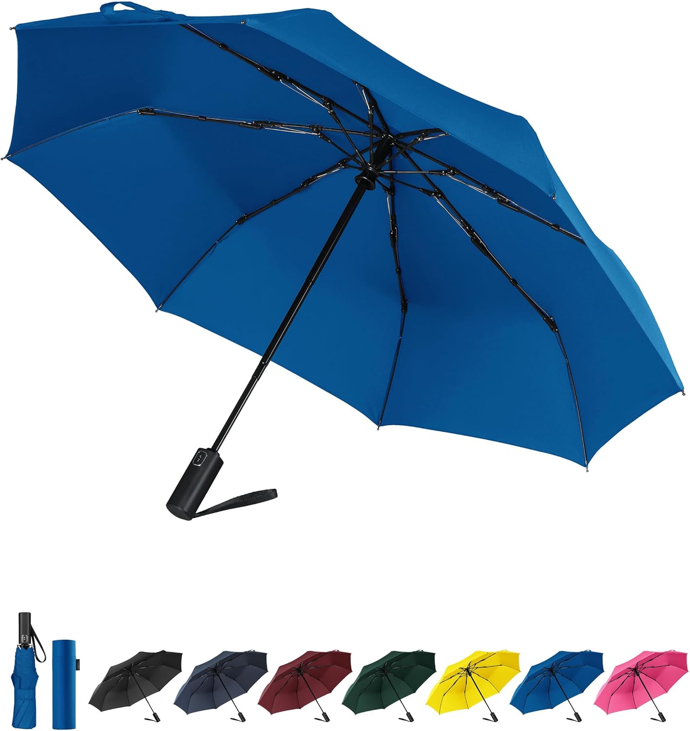 Windproof Travel Umbrella, Automatic Folding Compact Lightweight Umbrella for Women & Men, Durable
