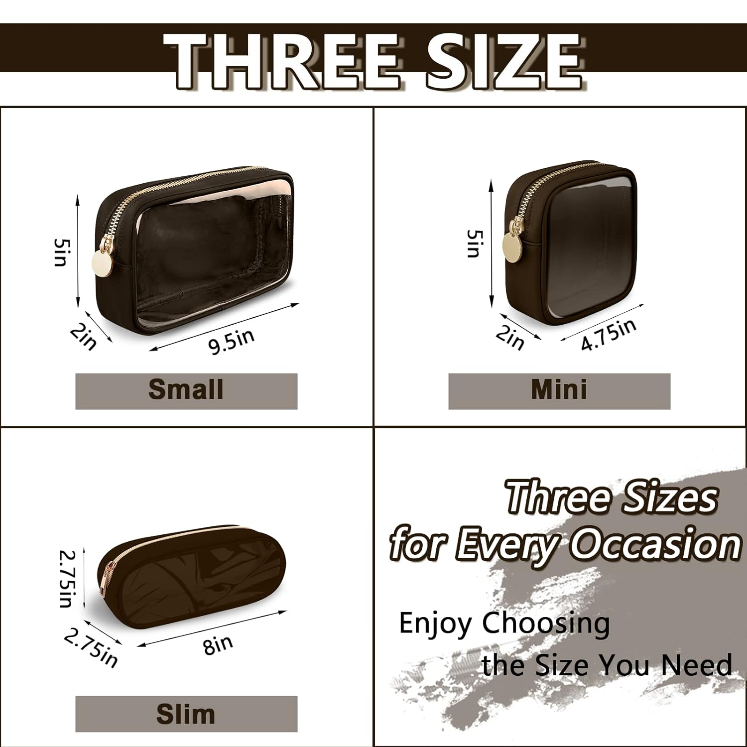 Clear Mini Makeup Bag for Purse, Small Nylon&PVC Cosmetic Travel Bag TSA Approved Toiletry Bag with