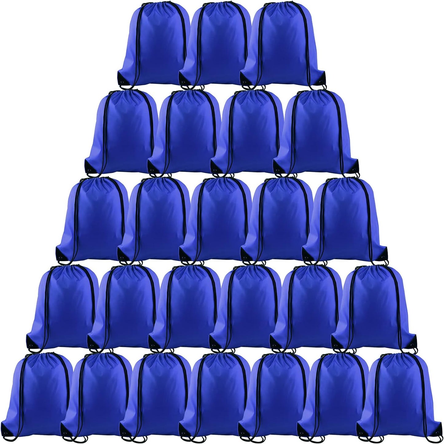 PLULON 25 Pcs Blue Drawstring Backpack Bags Bulk String Backpack Cinch Sack Pull Sport Gym Backpack Bags for Yoga Traveling Outdoor Sports