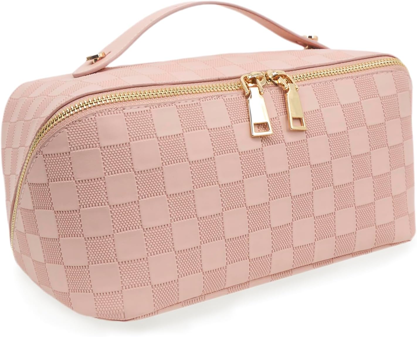 Travel Makeup Bag – Large Cosmetic Organizer with Waterproof PU Leather, Smooth Double Zipper &