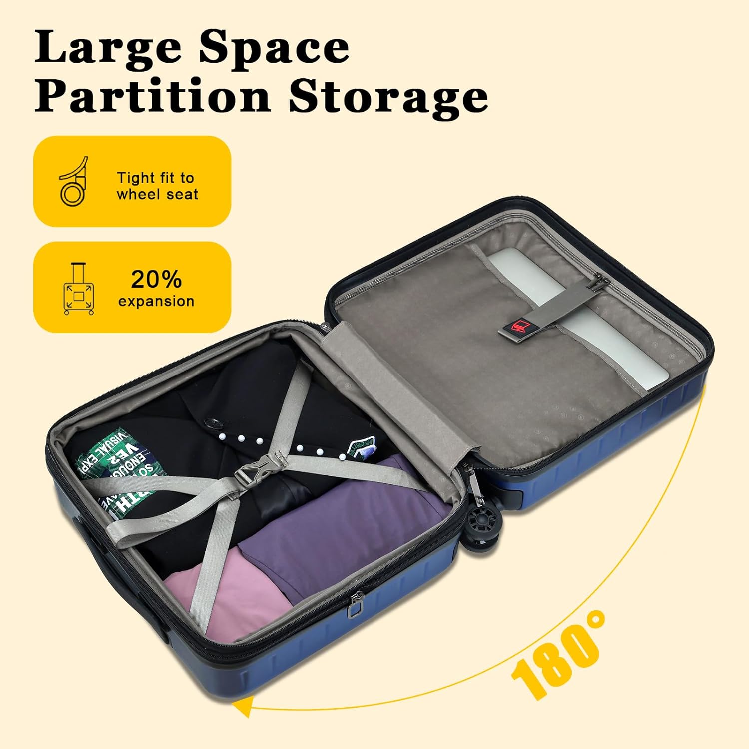 16 Inch Carry On Luggage Airline Approved, Expandable Lightweight ABS+PC Hard Shell Suitcases with