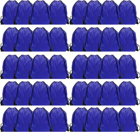 GoodtoU Drawstring Bags Bulk, 40 Pcs Draw String Bags Cinch Bag Drawstring Gym Bag Sackpack Backpack for Women Men, Blue
