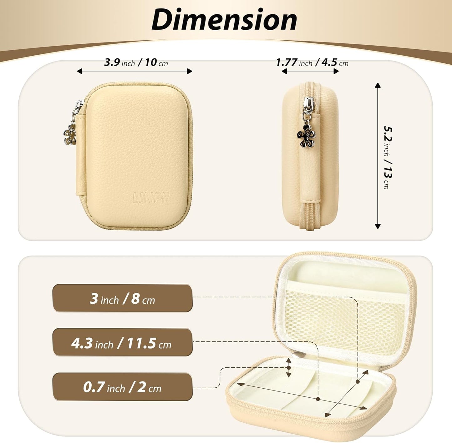 Digital Camera Case for CAMKORY, KODAK PIXPRO FZ45/FZ55, Canon IXUS 285 HS, Lecran, Small Travel Compact Camera Holder with Mesh Pocket for Accessories SD Card (Light Khaki)