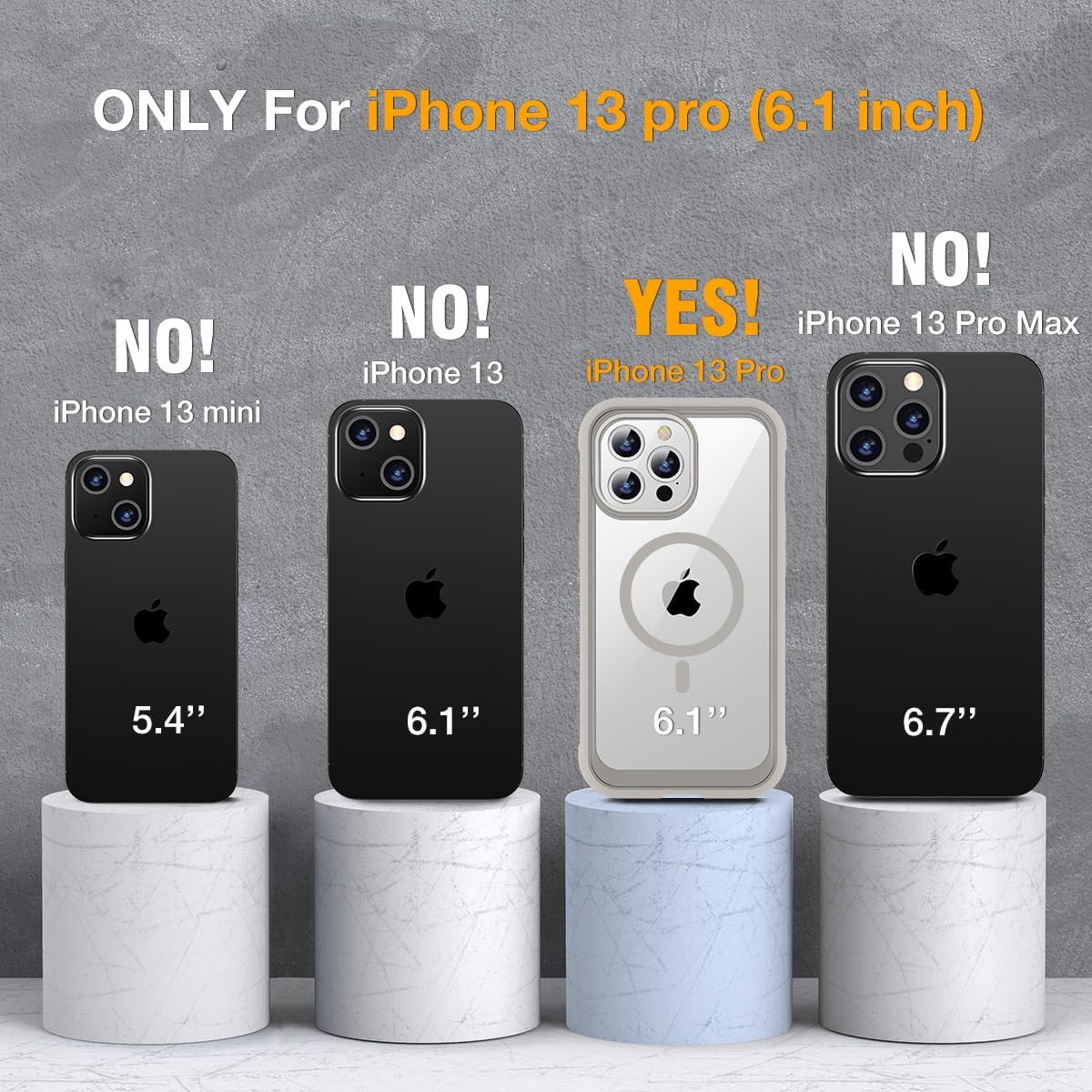 Miracase for iPhone 13 Pro Case 6.1",with MagSafe,Built in Screen Protector,Full-Body Protection(Titanium)