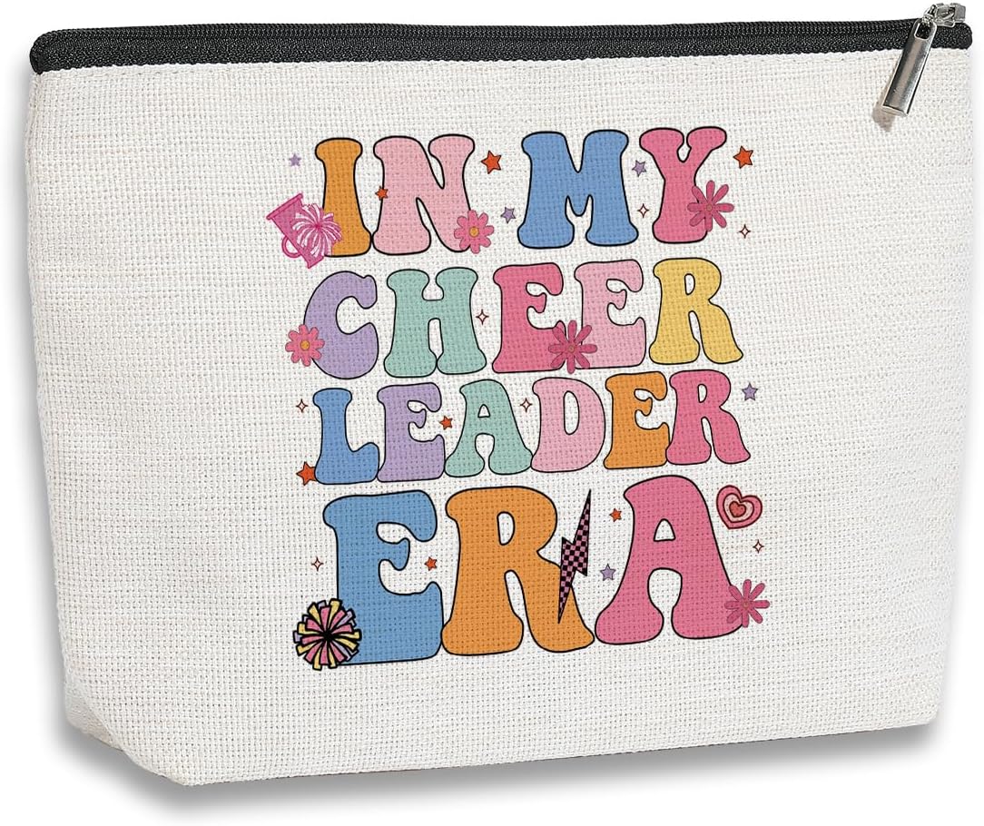 In My Cheer Leader Era Makeup Bag Cheer Stuff Cheerleader Cheer Bag Funny Cheerleader Gifts Cheerleading Girls Gift Christmas Birthday Gifts for Women Her Female Girls Cheer Team Merchandise