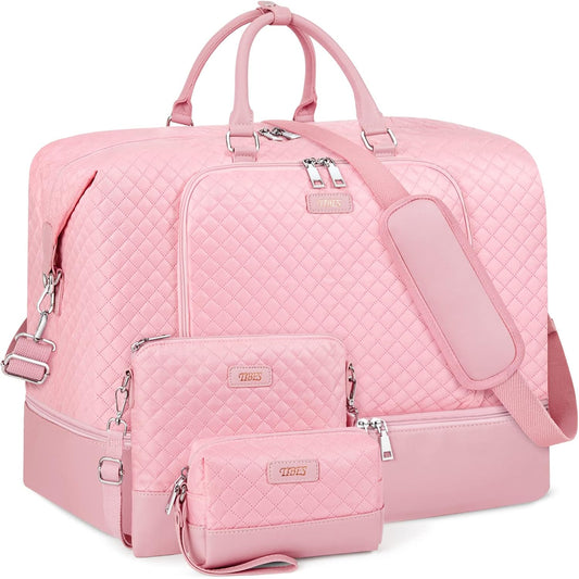 Travel Weekender Bag for Women, Overnight Bag with Shoe Compartment Oversized Travel Duffel Bag Carry On Tote 21"