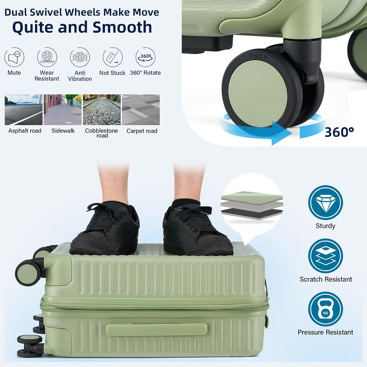 Hard Shell Suitcases Expandable Travel Luggage Sets 3 Piece, Carry on and Check in 3 Piece Luggage