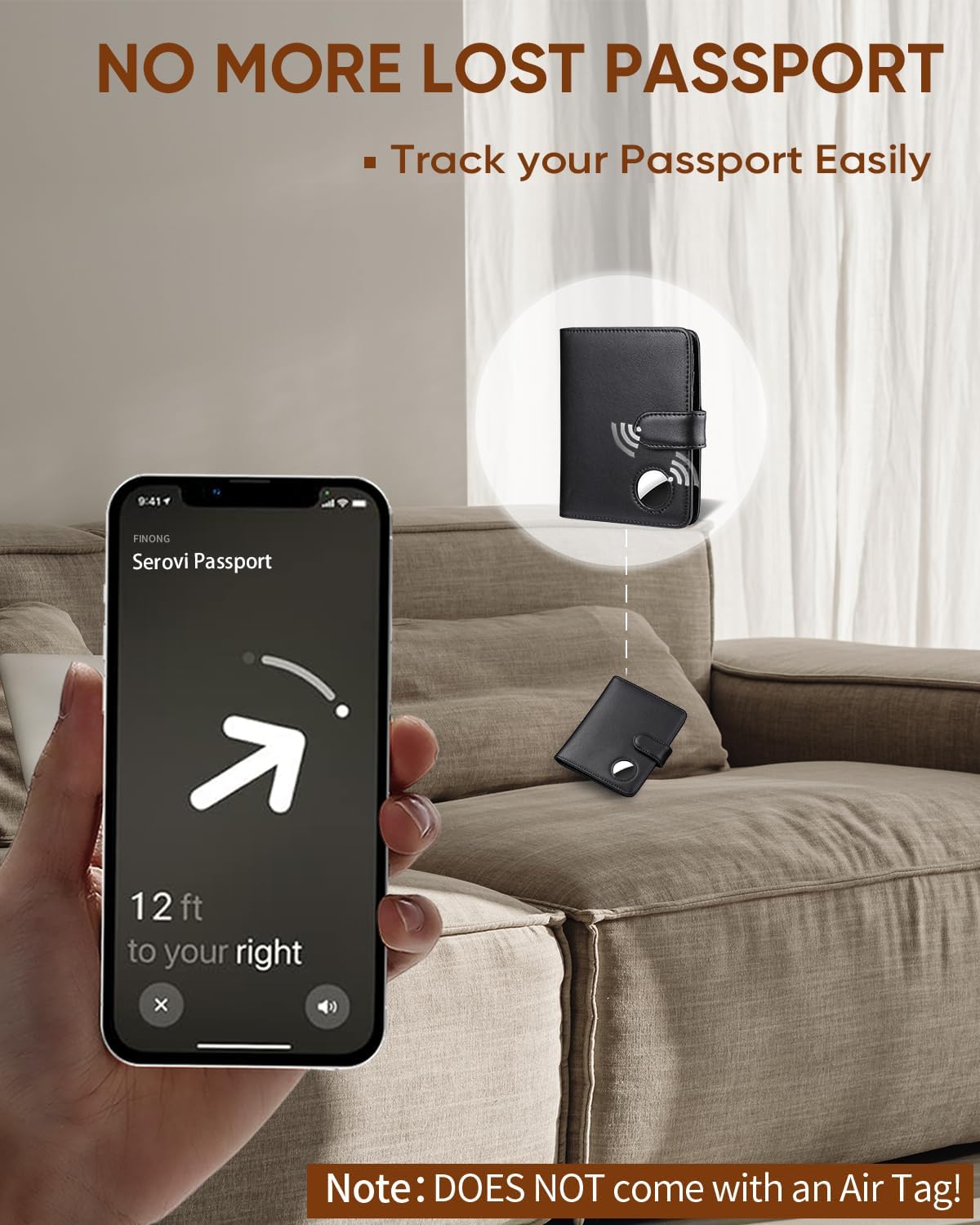 Passport Holder for Travel with AirTag Holder- Leather RFID Blocking Travel accessories with 5 Cards Slot&1ID Window,Magnetic Closure,Gift Box(Air Tag Not Included)