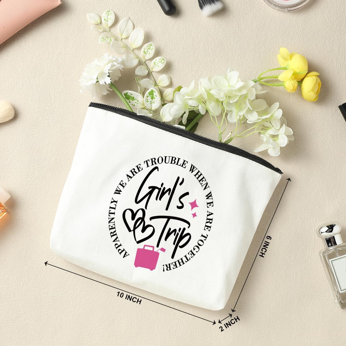 4 PCS Girls Weekend Gifts for Women, Friendship Makeup Bag, Bestie Favors for Trip, Sister Bachelorette Party Vacation Christmas