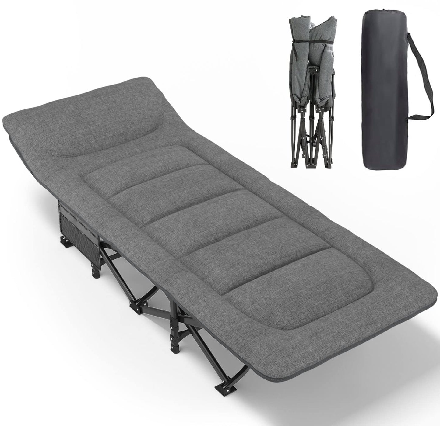ATORPOK Folding Camping Cot for Adults with Cushion and Pillow