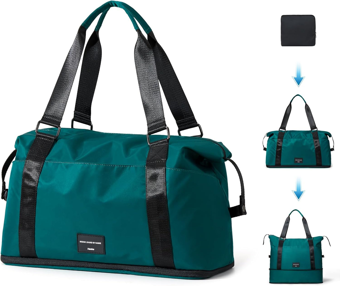 Hanke Expandable Travel Tote Bag 39L, Foldable Duffle Bag for Travel, Carry On Weekend Bags for