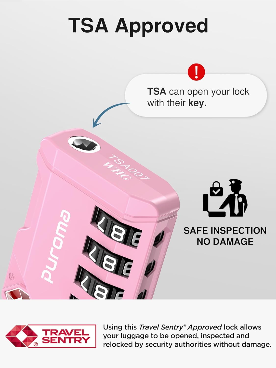 Puroma TSA Approved Luggage Locks, 2 Pack 4 Digit Resettable Travel Combination Code Lock with Zinc