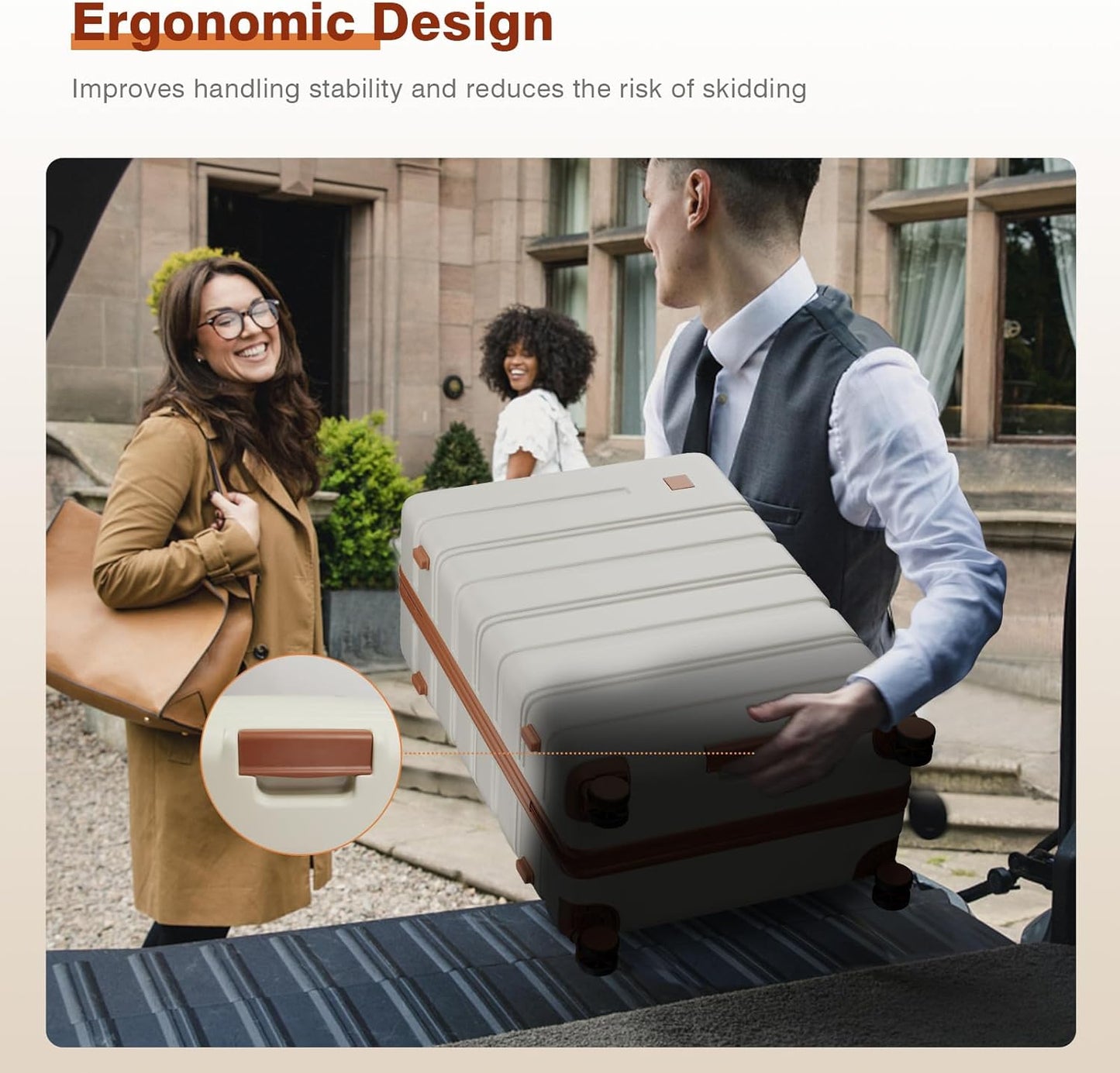 Carry on Luggage Set, 20 Inch Suitcase with 100% PC hardshell, Lightweight TSA Locks Quiet Spinner Wheels Durable Zipper, Travel Luggage for Men and Women, Y01 Beige(20"/DB/TB) Slightly Small