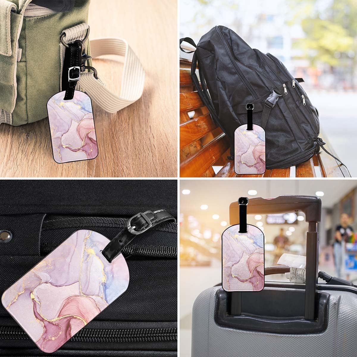 Graffiti Art Graphic Leather Luggage Bag Case Tags Abstract Colorful Mixing Acrylic Paints Baggage Suitcase Labels Name Tags Travel Accessories for Adult Women Men, 1 Pack
