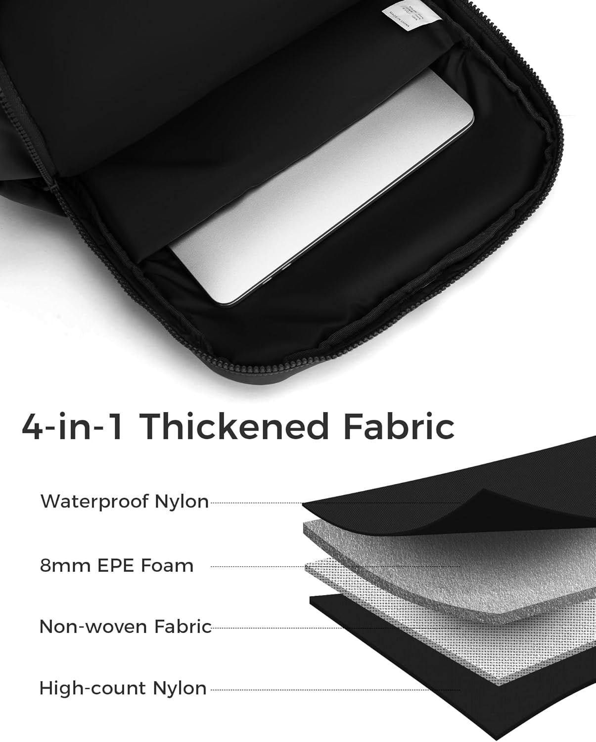 FODOKO Backpack for Work, Casual Backpack for Women Men Daypack Backpack for Travel College Bookbag Separate Compartment for 15.6 Inch Notebook Black