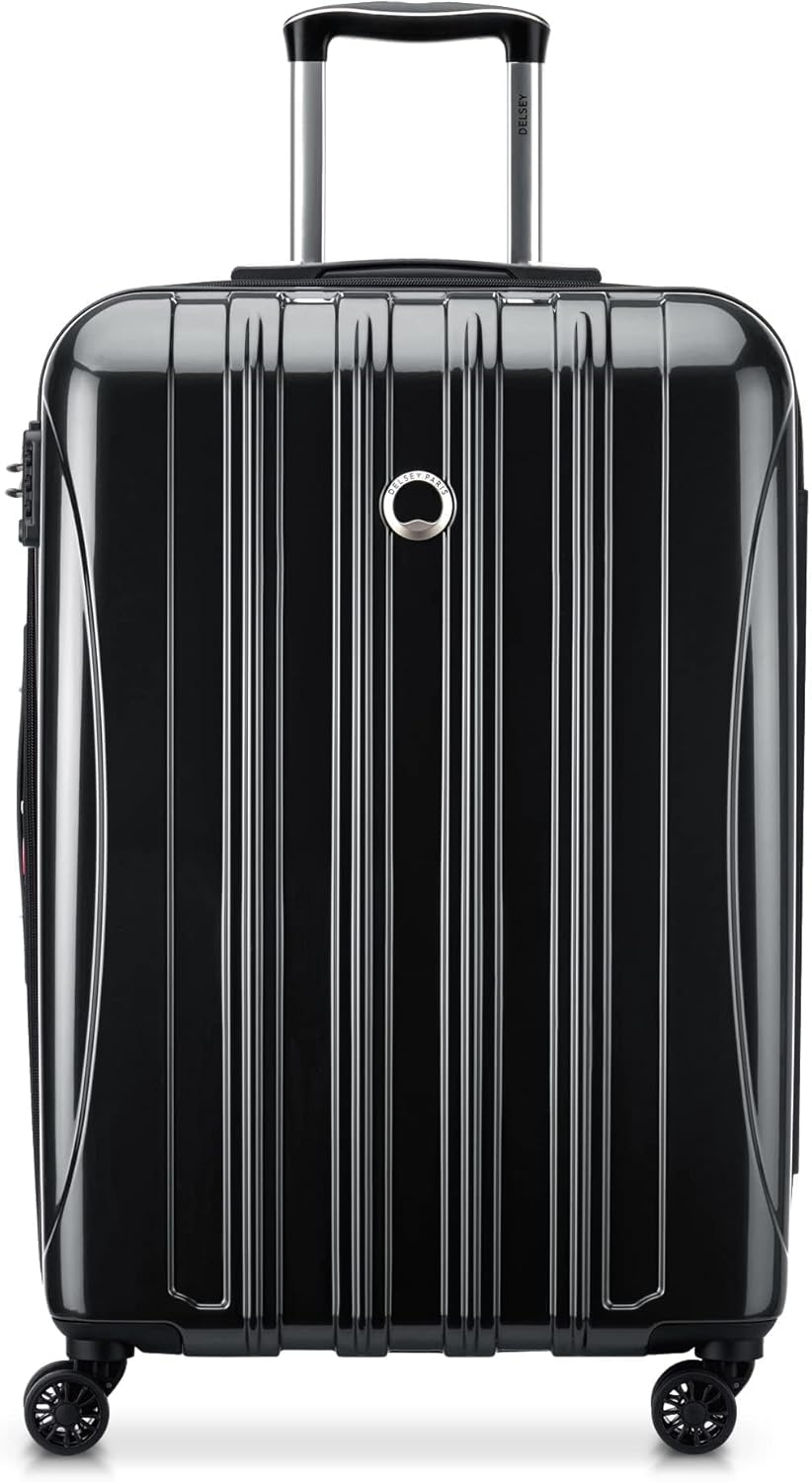 DELSEY PARIS Helium Aero Hardside Expandable Luggage with Spinner Wheels, Black, Checked-Medium 24