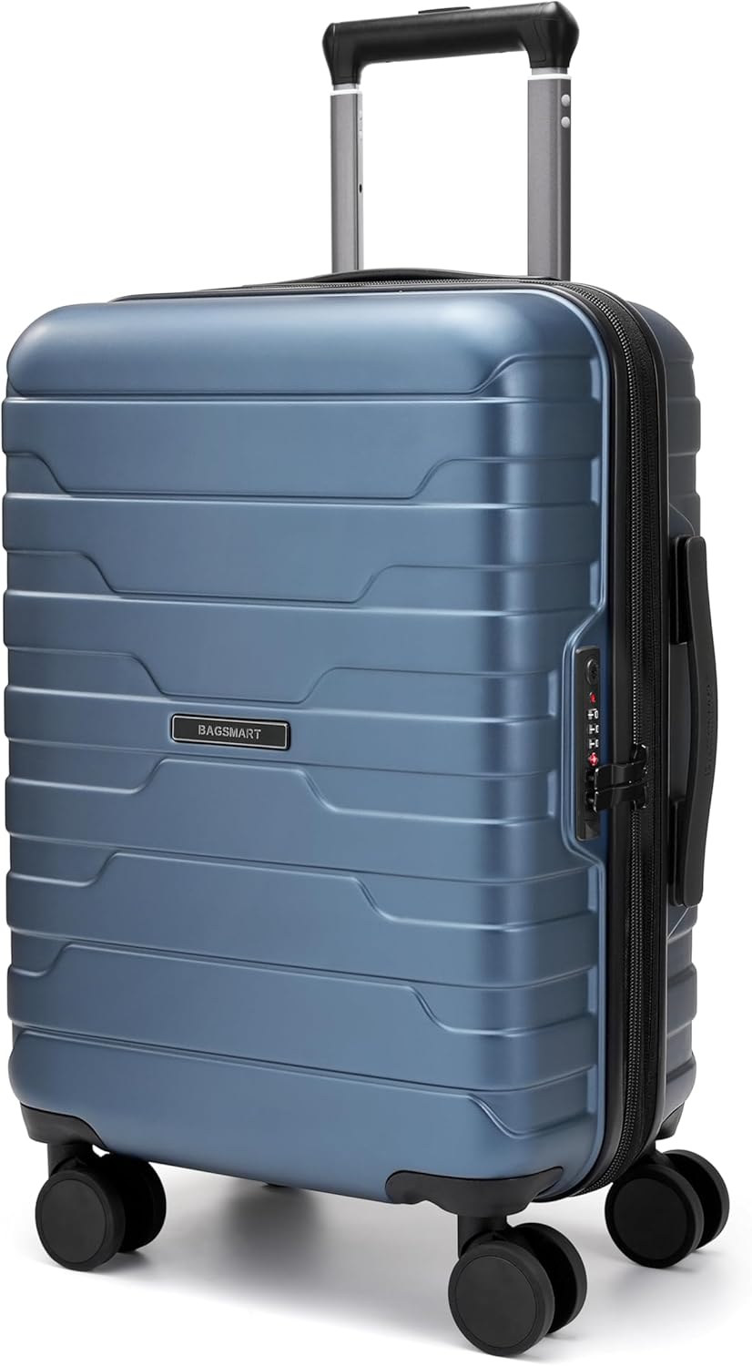 BAGSMART Carry On Luggage 22x14x9 Airline Approved with Spinner Wheels,Lightweight 20 Inch Luggage with TSA Lock,Expandable Hard Shell Carry On Suitcases for Men Women,Royal Blue